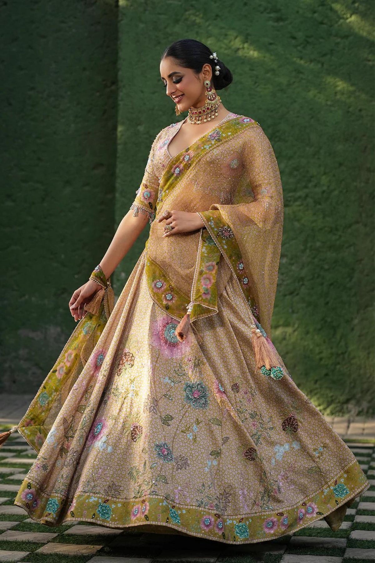 Mughal Lehenga Set in Yellow