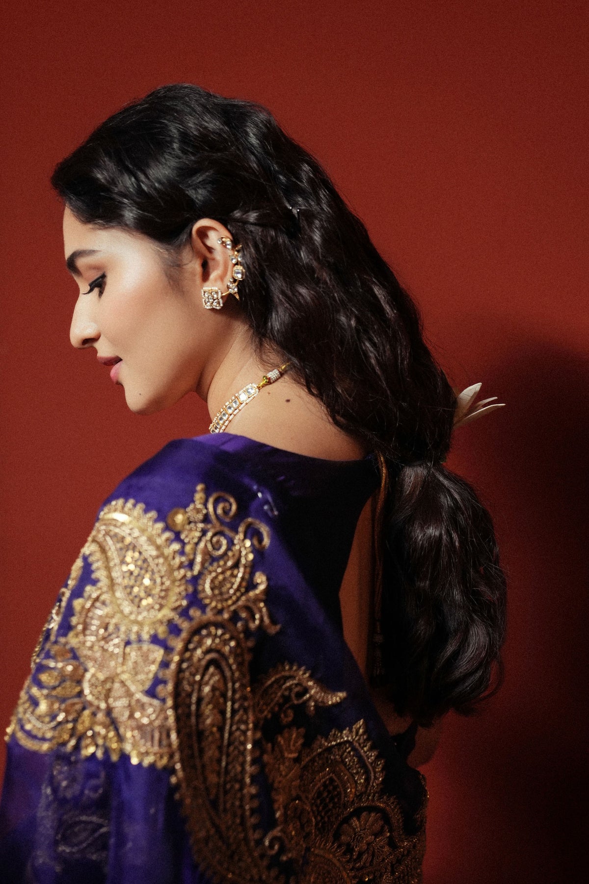 Kamli Zardozi Organza Saree Set