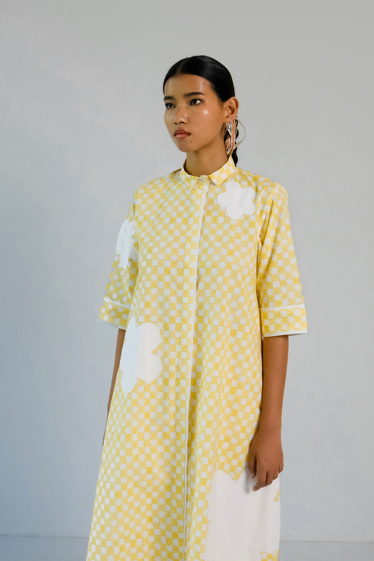 Yellow Checks Applique Co-ord Set