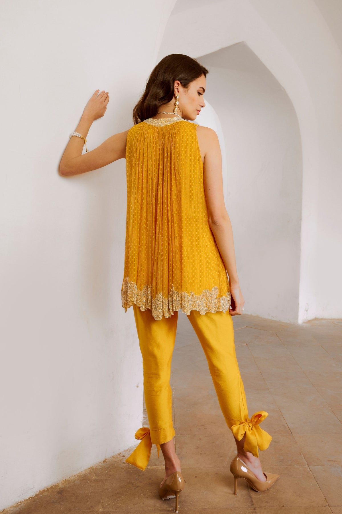 Marigold Rose Cutdana Tunic Set