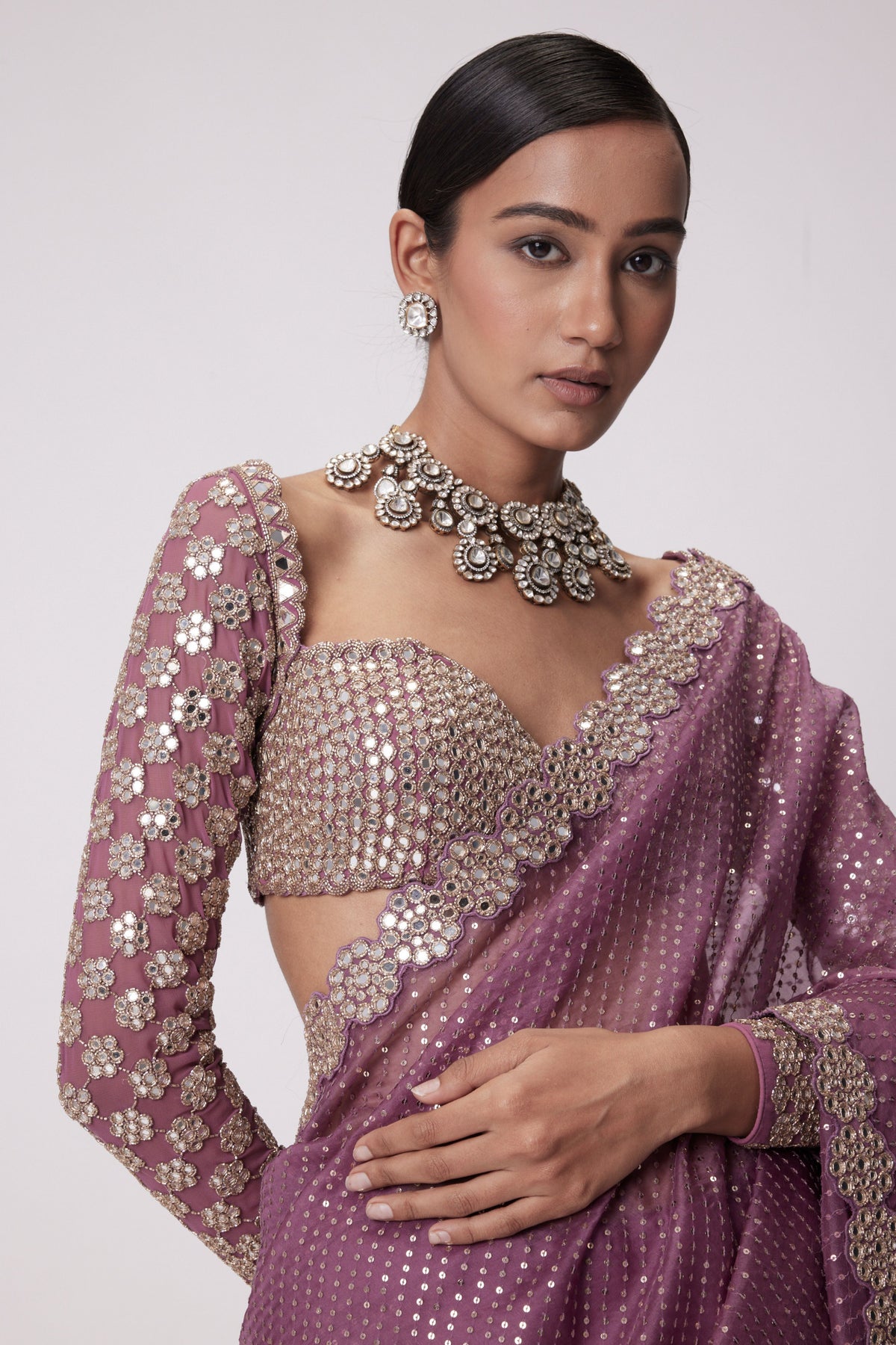 Mud Mauve Saree Set