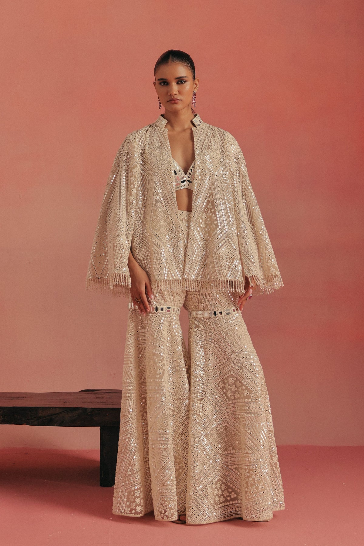 Mirror Work Cape Sharara Set