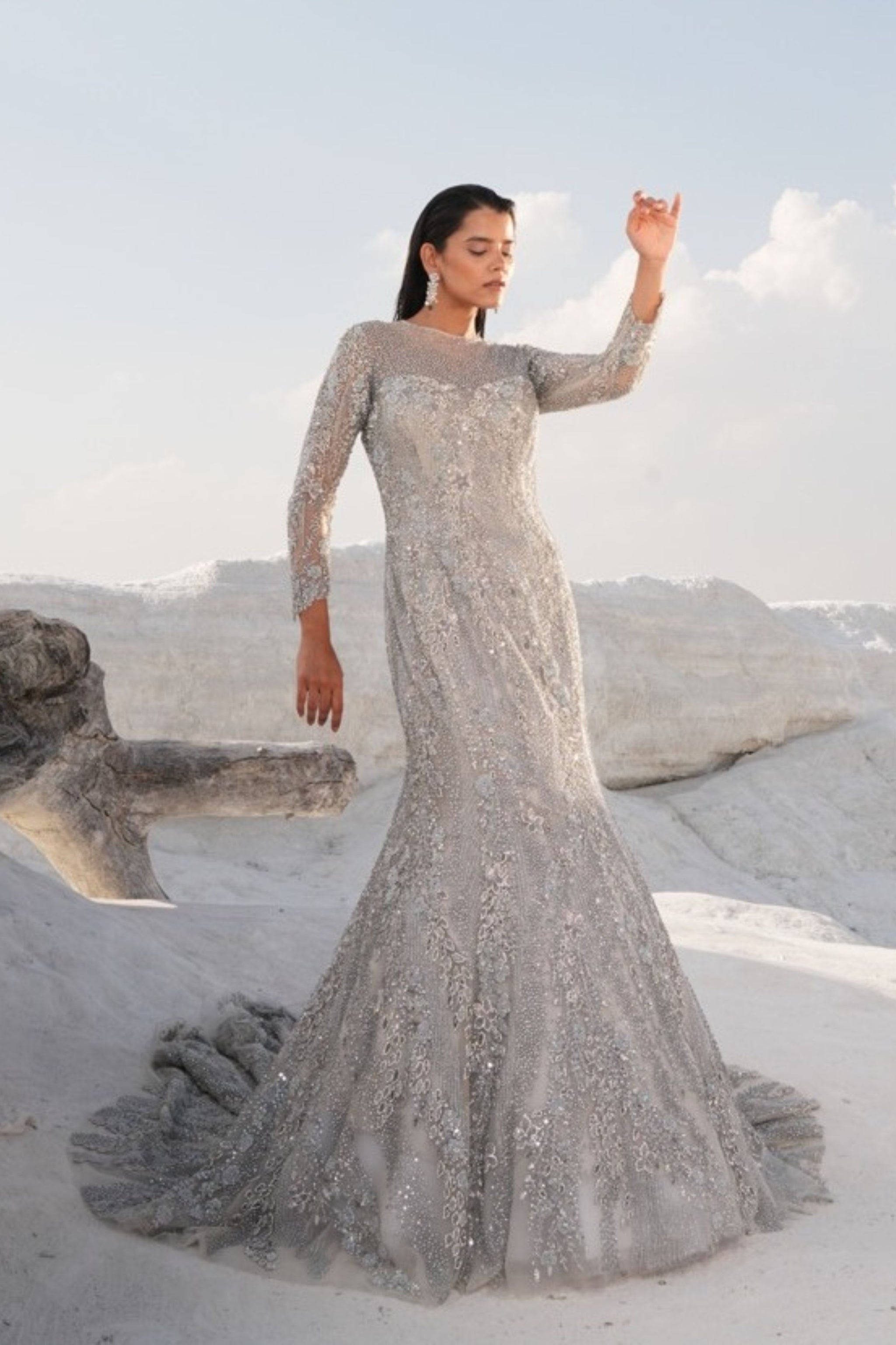 fish cut indian dress Buy Blue Fish Cut Ombre Trail Embroidered Gown