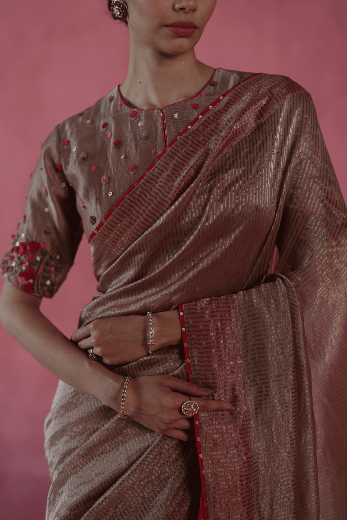 Beige Ghevar Saree