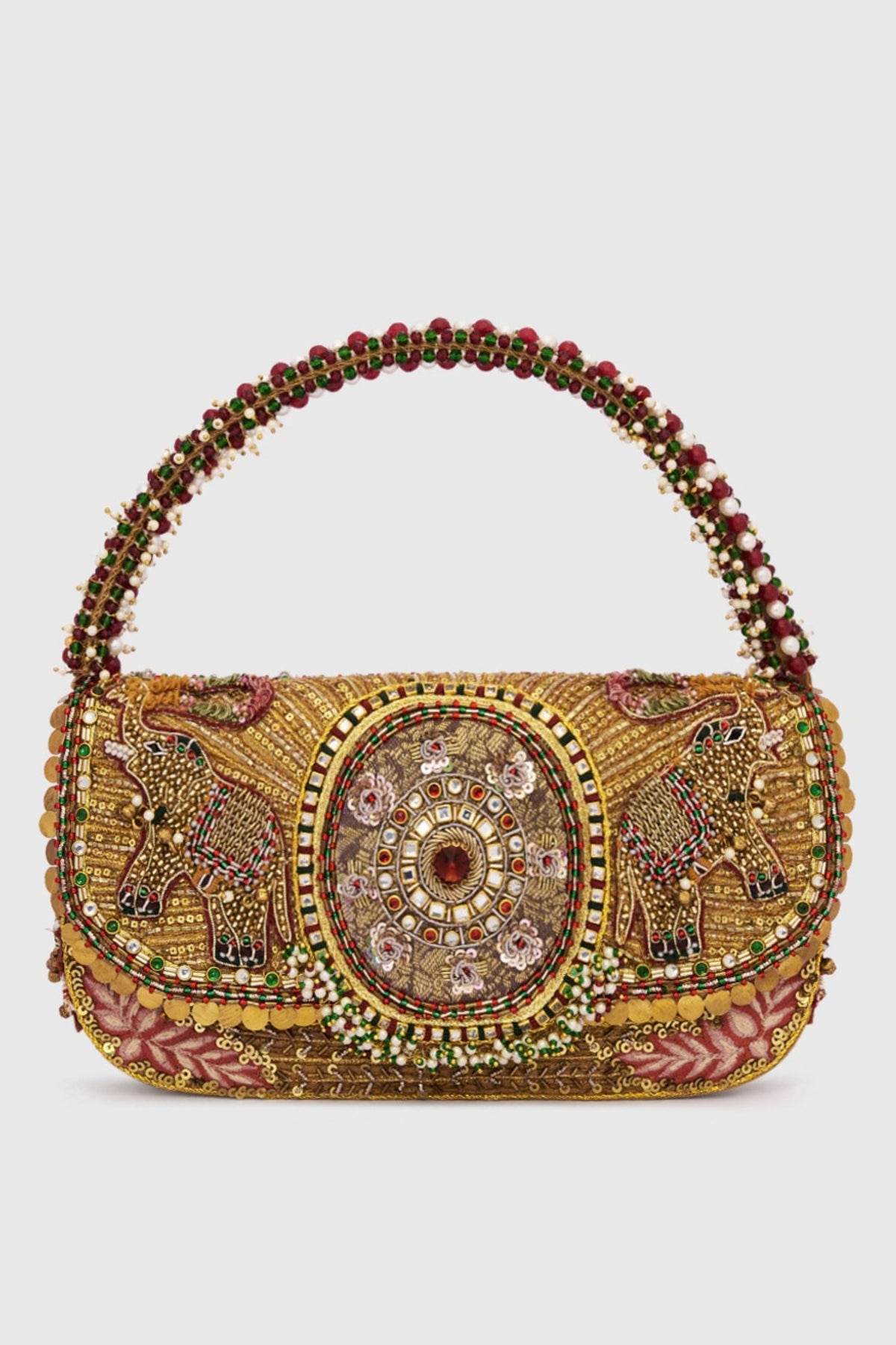 Gajah Flapover Gold  Clutch