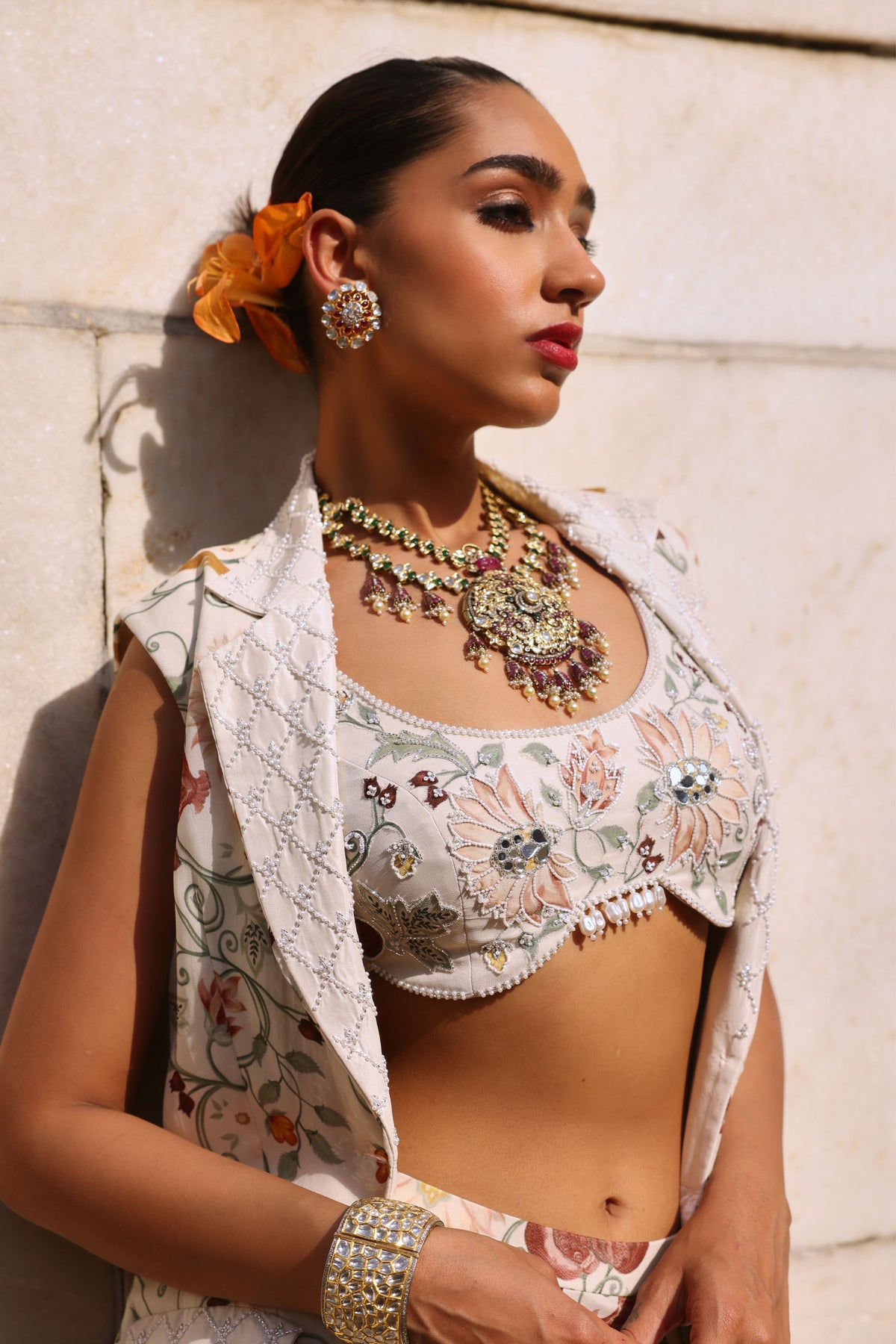 Tishya Co-ordinated Set in Ivory