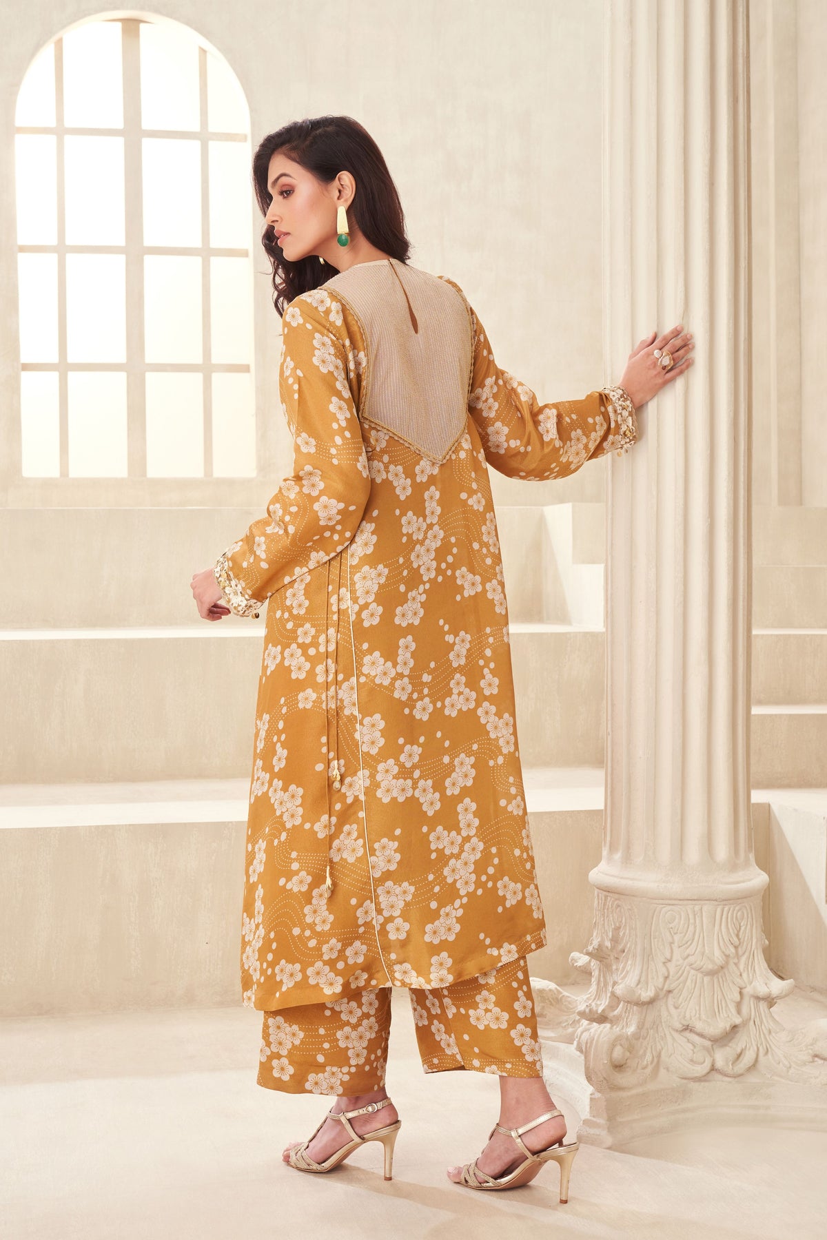 Gold Printed Kurta Set