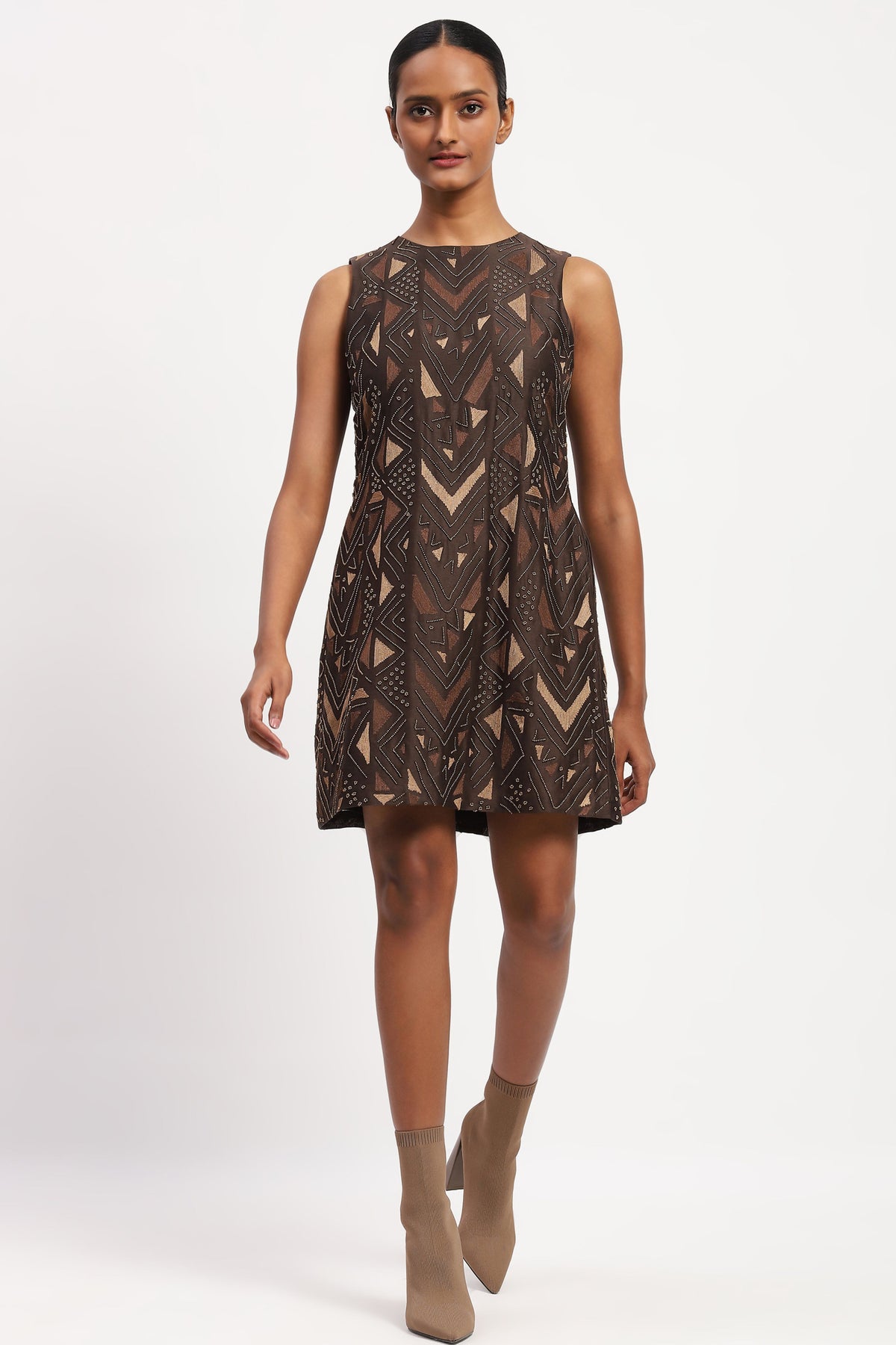 Embellished Chevron Dress