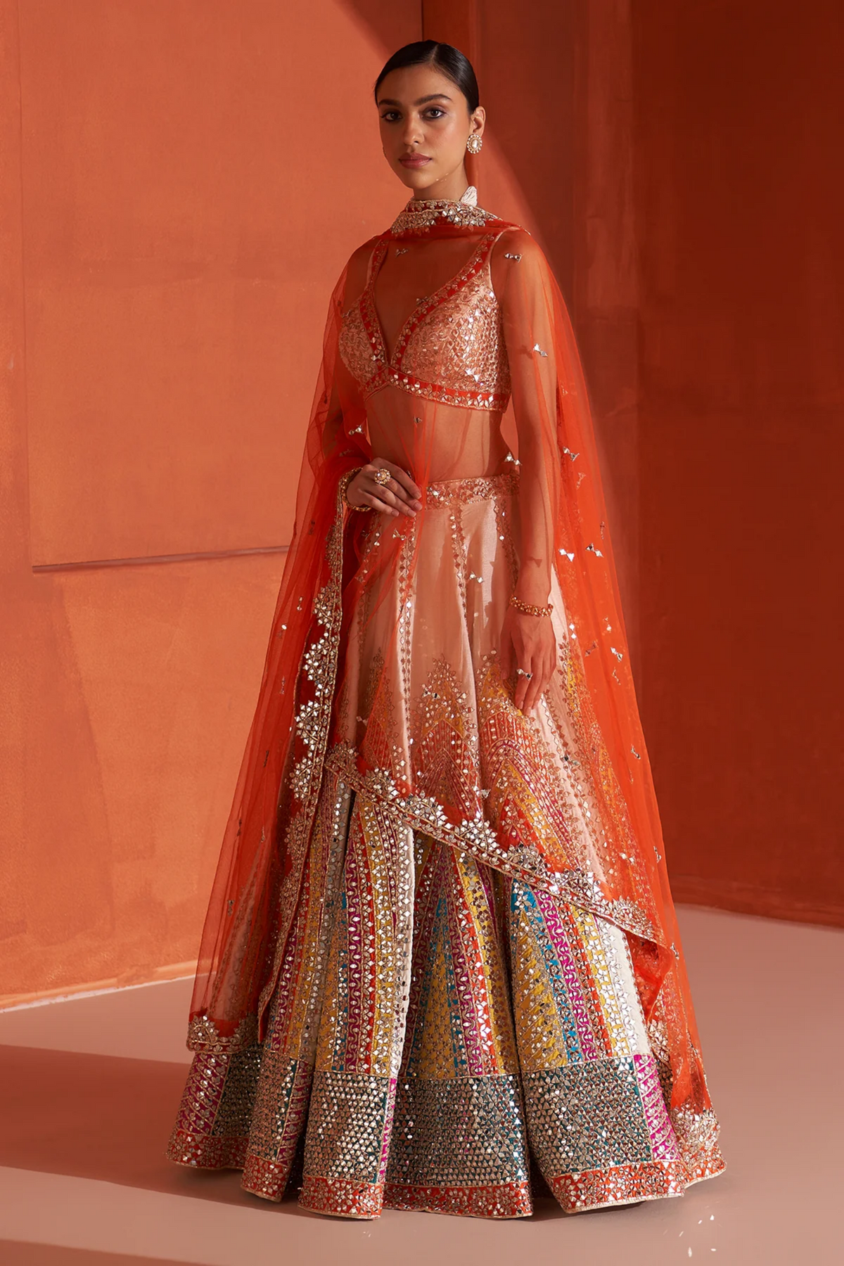 Ivory Raw Silk Lehenga Set