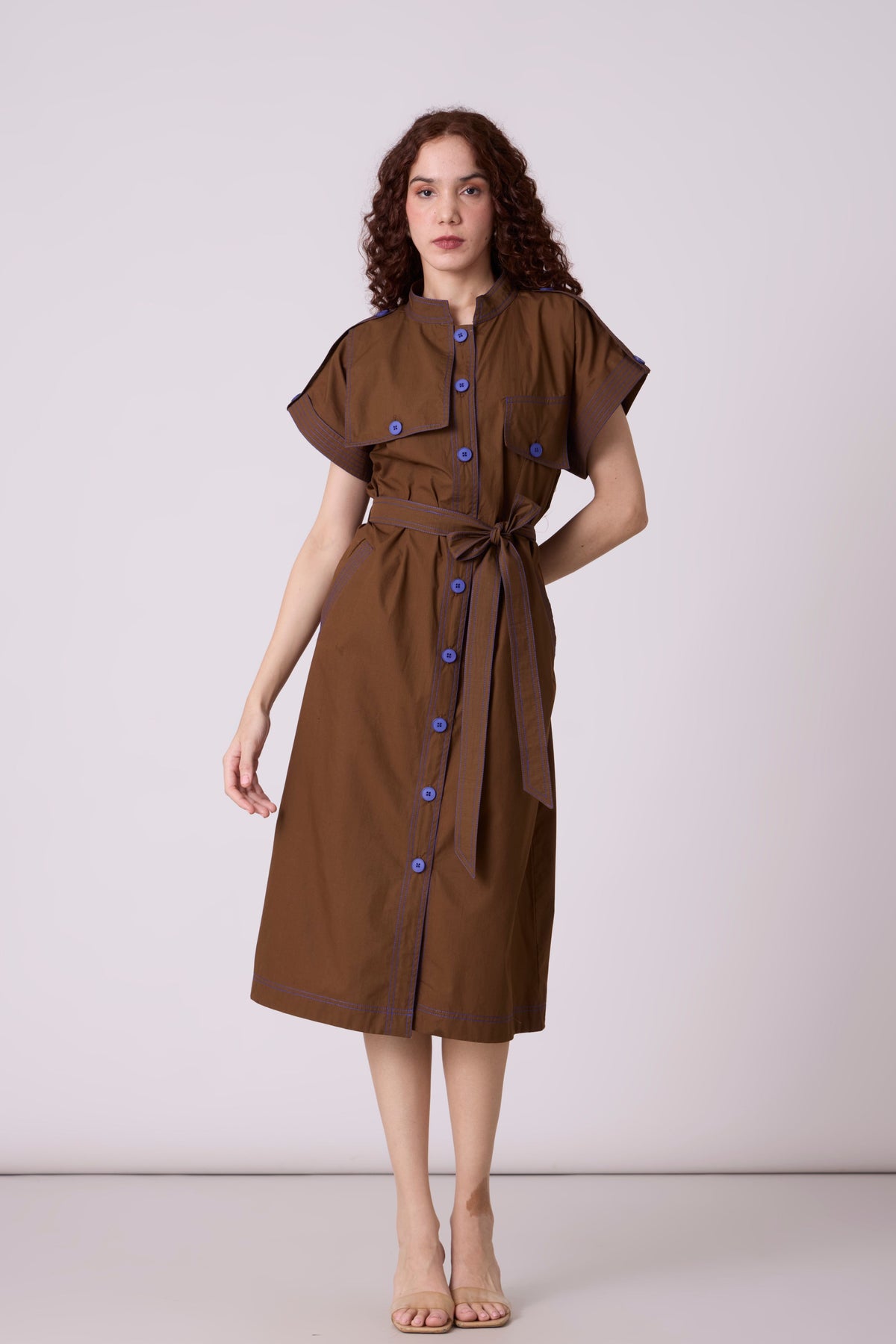 Treven Olive Brown Dress