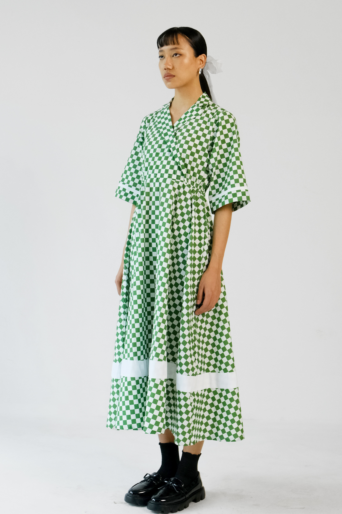 Green Checks Printed Dress