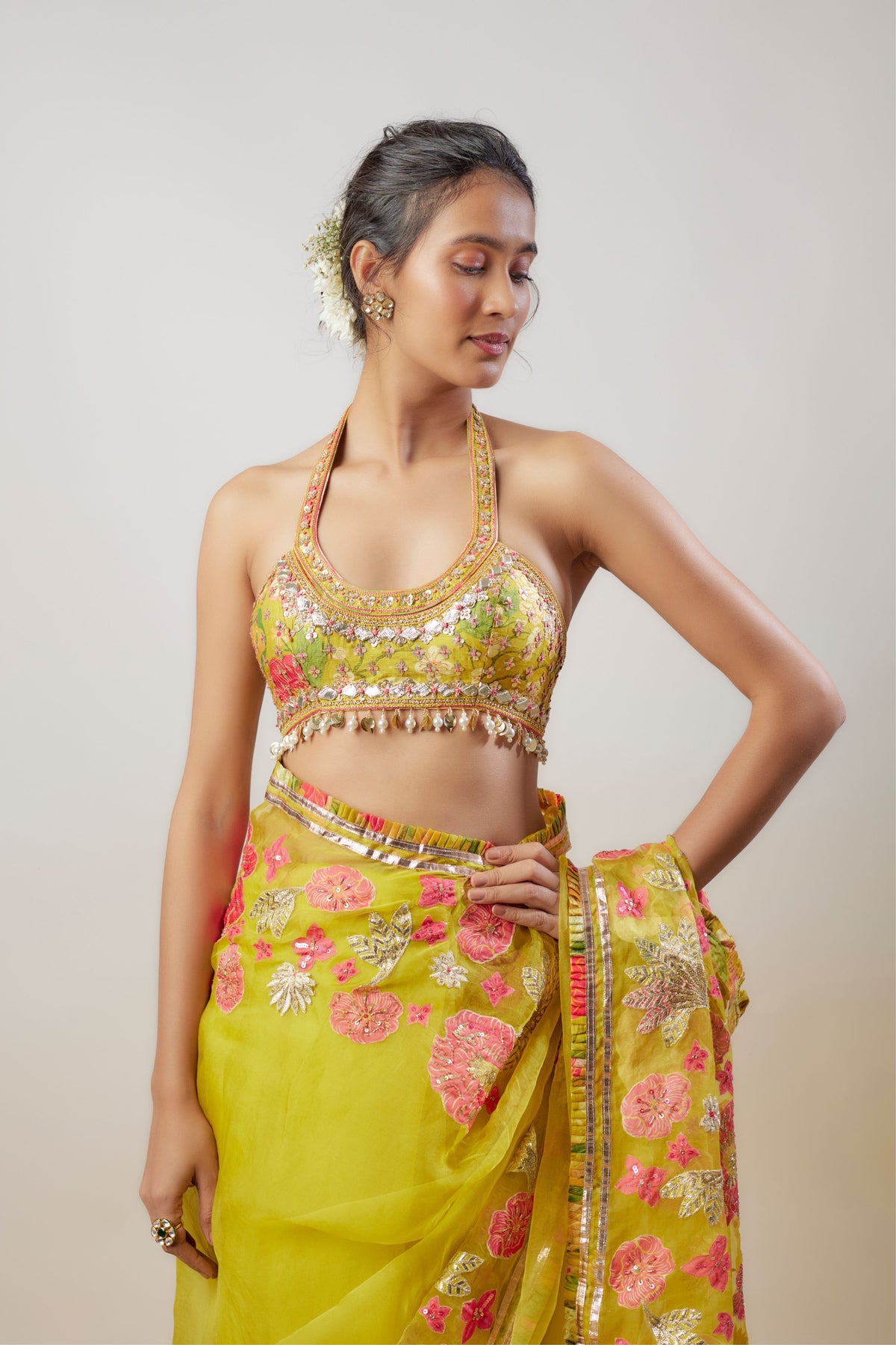Varsha Yellow Saree Set