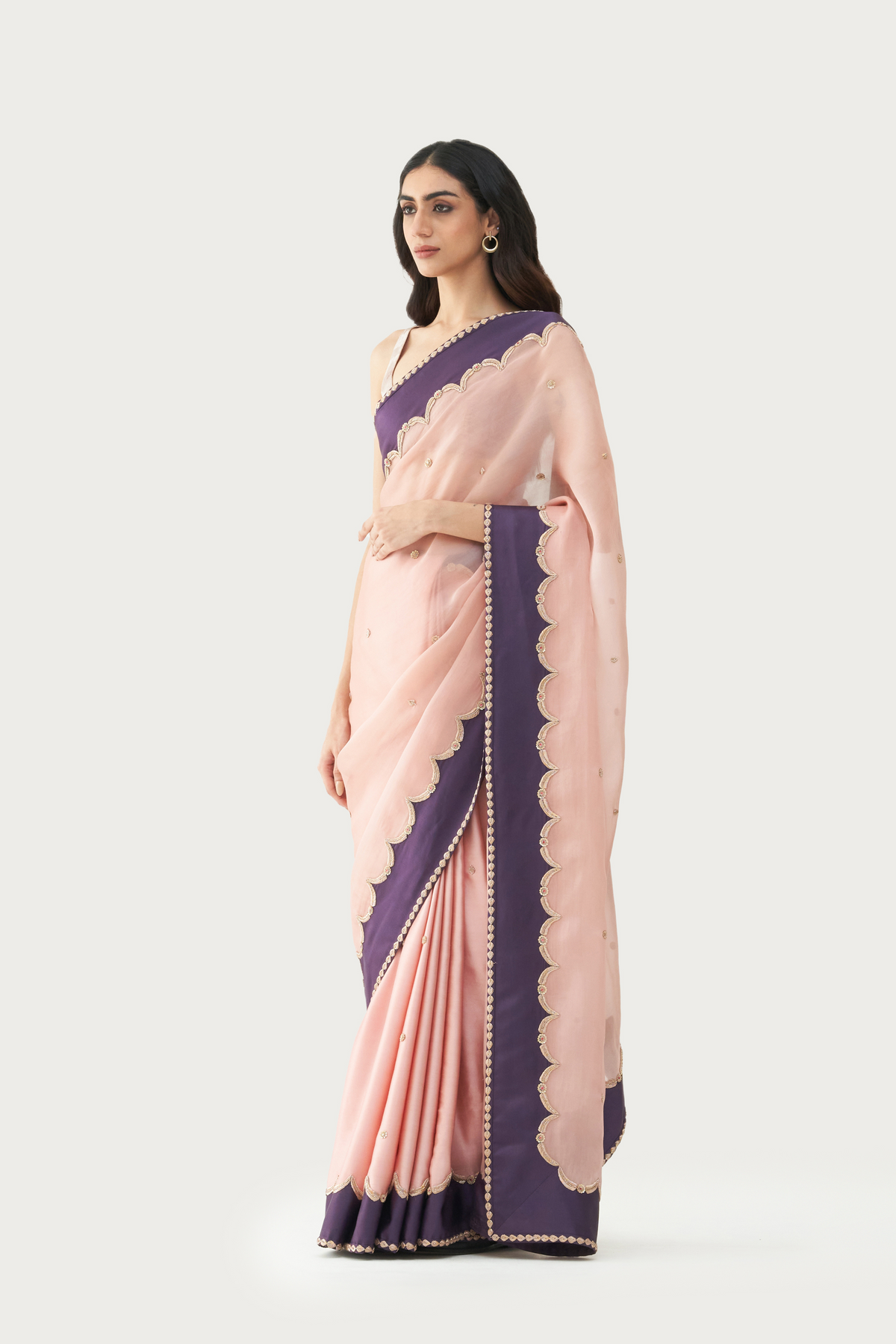 Firdaus charcoal embroidered saree