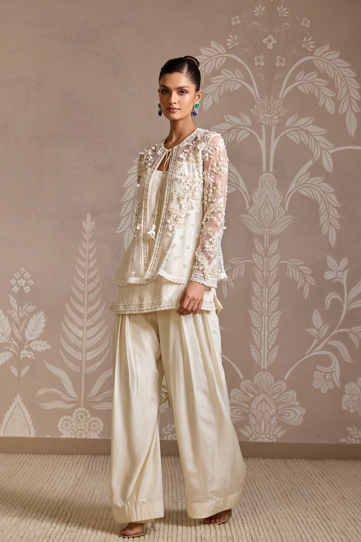 Ivory Embroidered Jacket Set