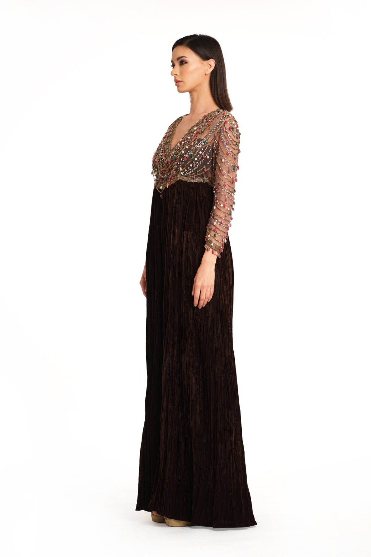 Velvet Embroidered Jumpsuit