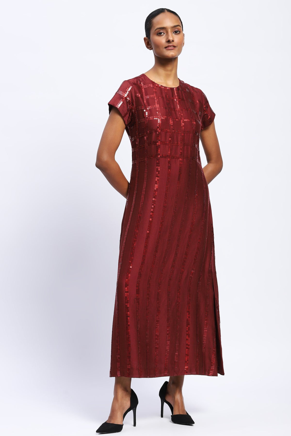 Sequin Windowpane Dress
