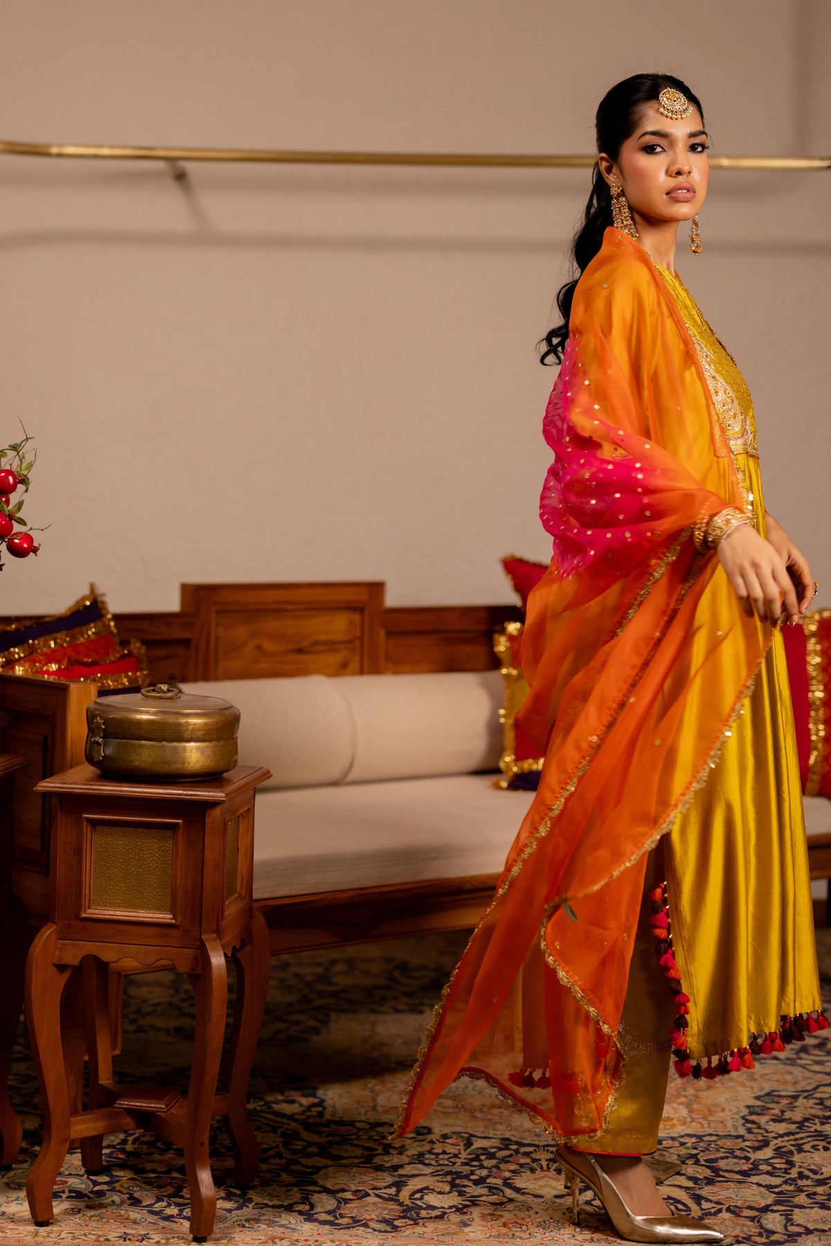 Vrishabh Mustard Kurta Set With Dupatta