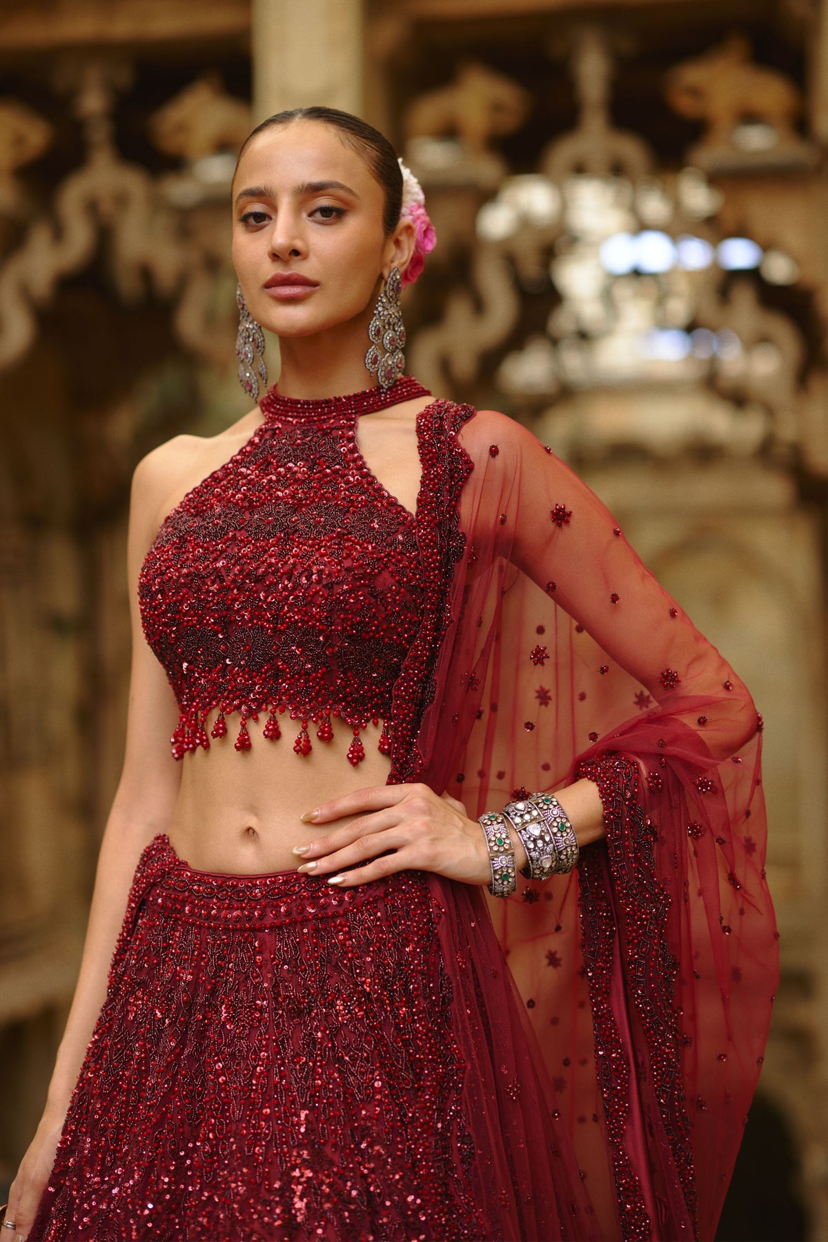 Burgundy Lehenga Set