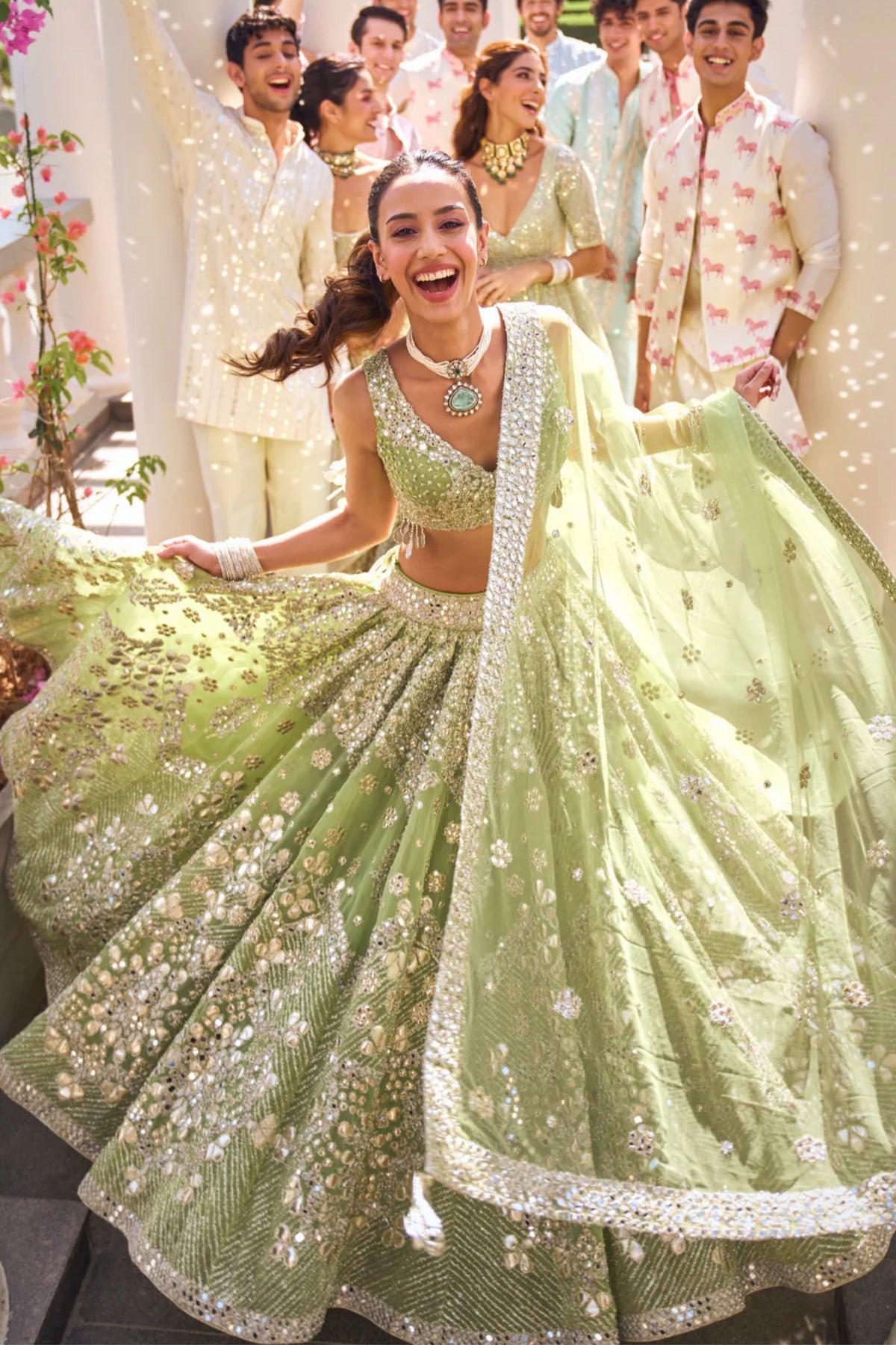 Neon Green Lehenga Set