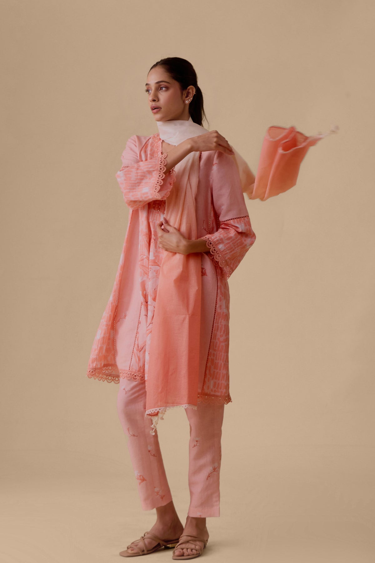 Farida Pink Print Kurta Set