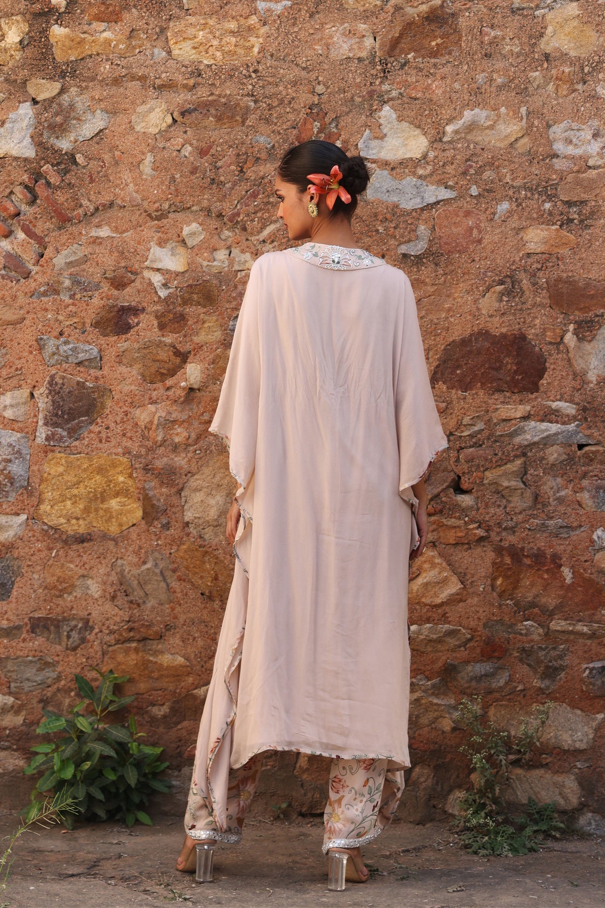 Prisha Printed Kaftan in Blush Pink
