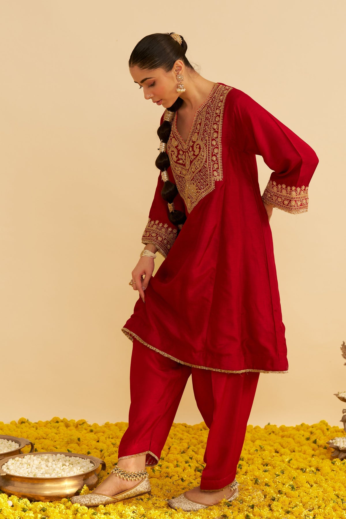 Mehza Red Salwar Set