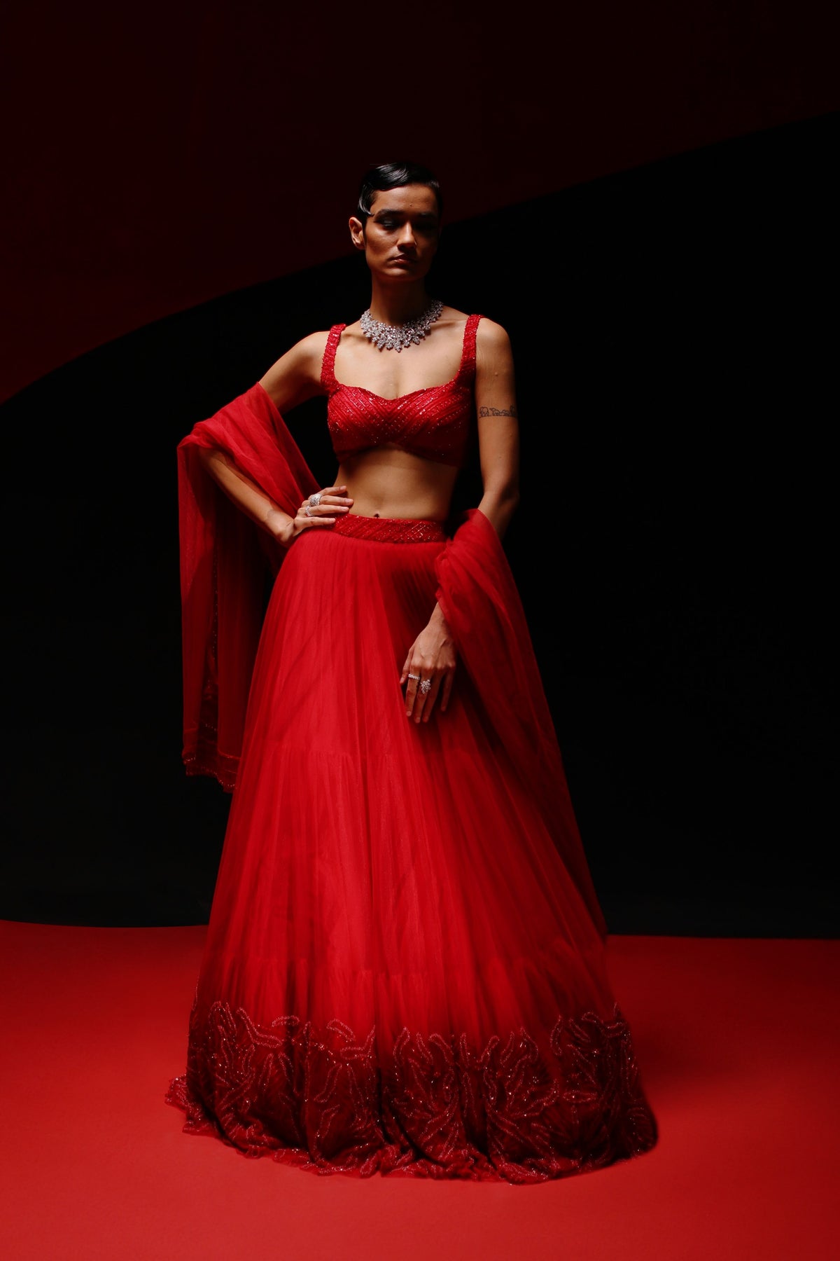 Rosso Imperiale Lehenga Set