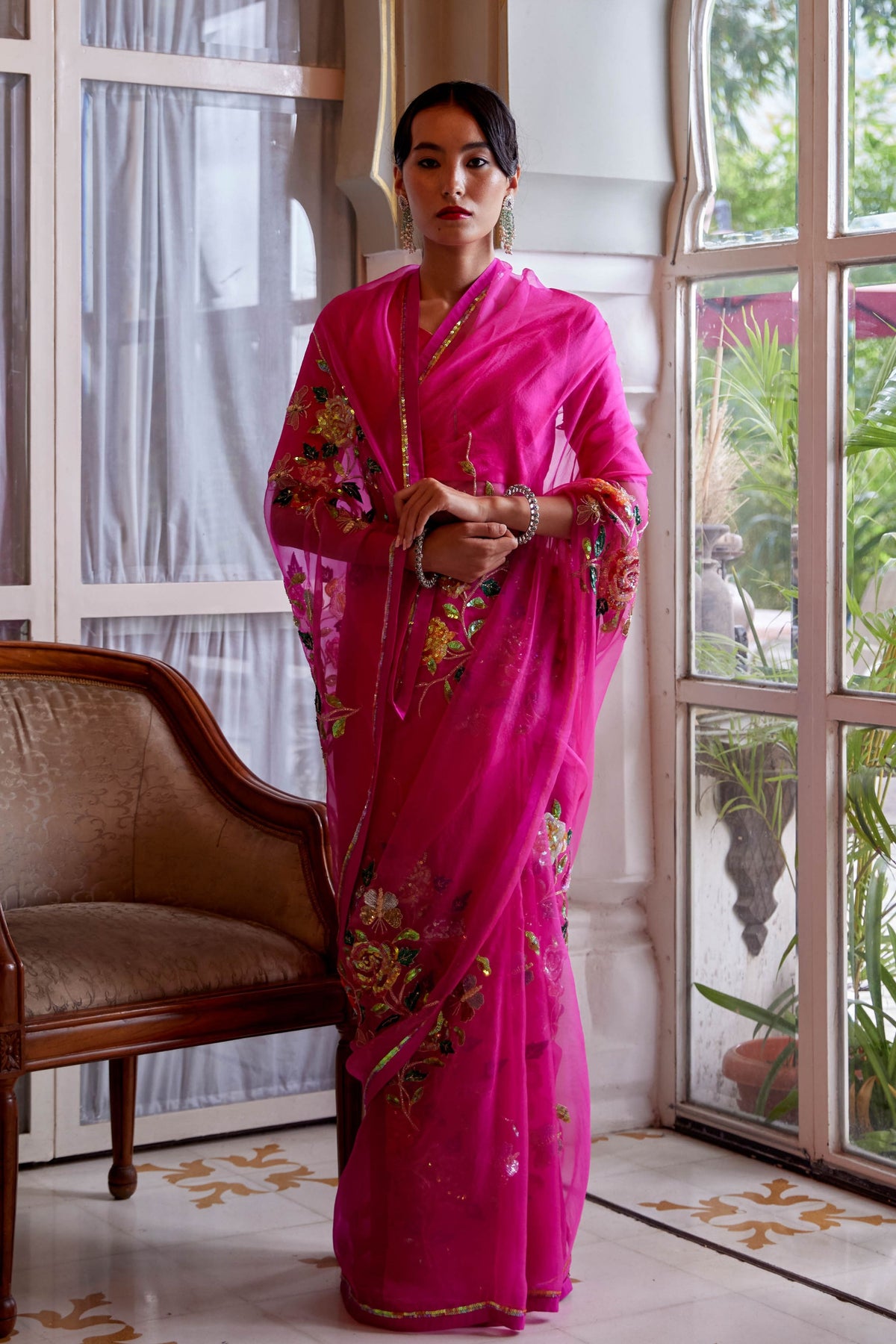 Raziya Hot Pink Saree