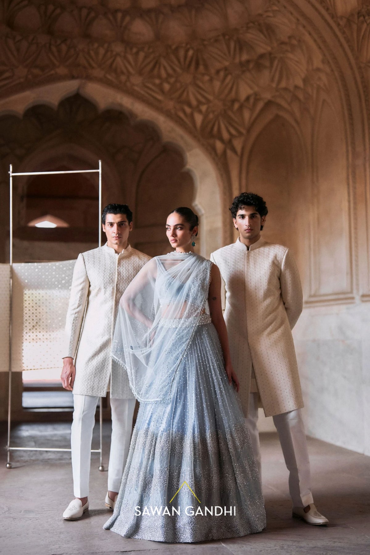 Pastel Blue Sequin Lehenga Set