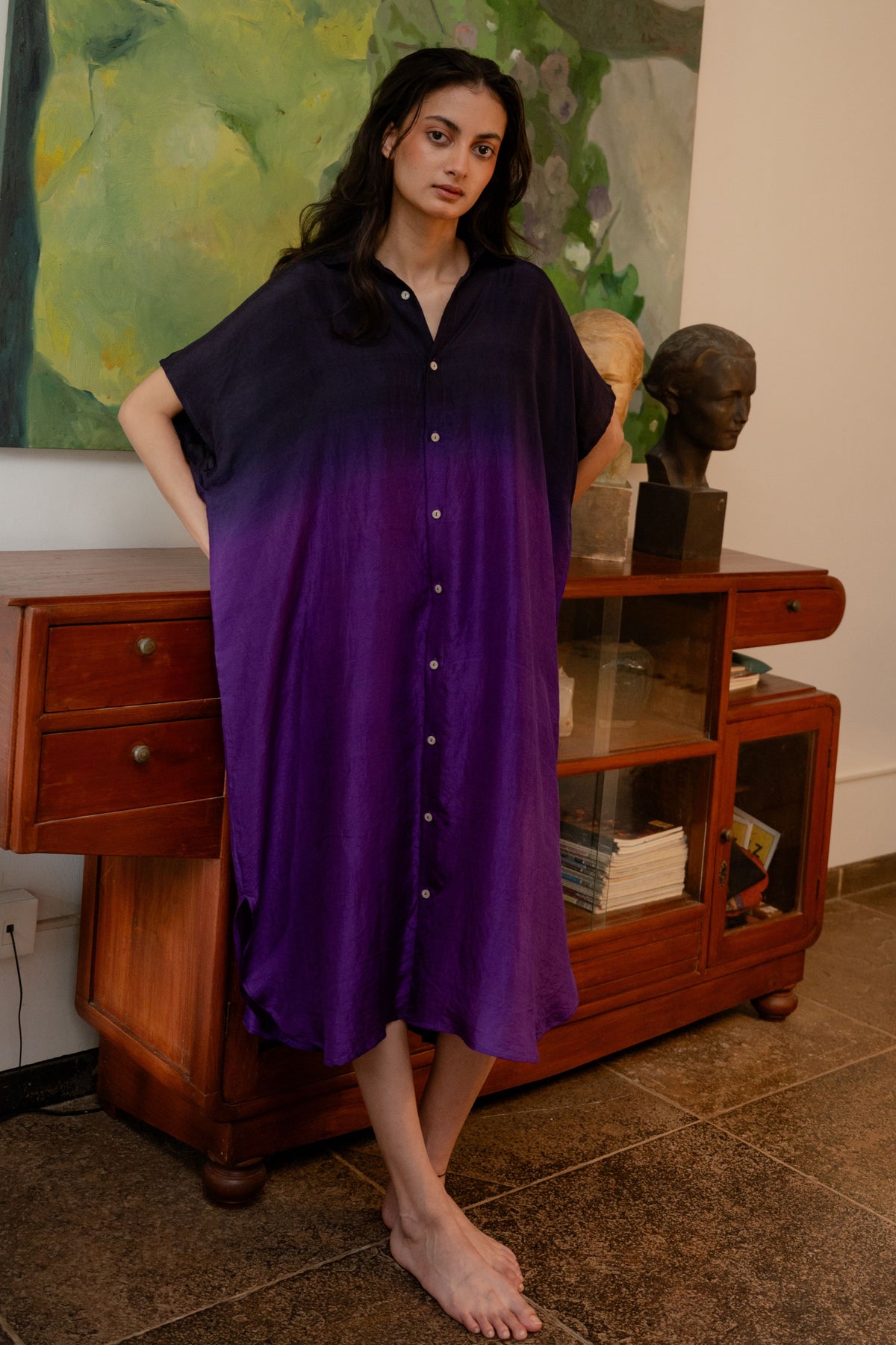Purple Ombre Shirt Dress