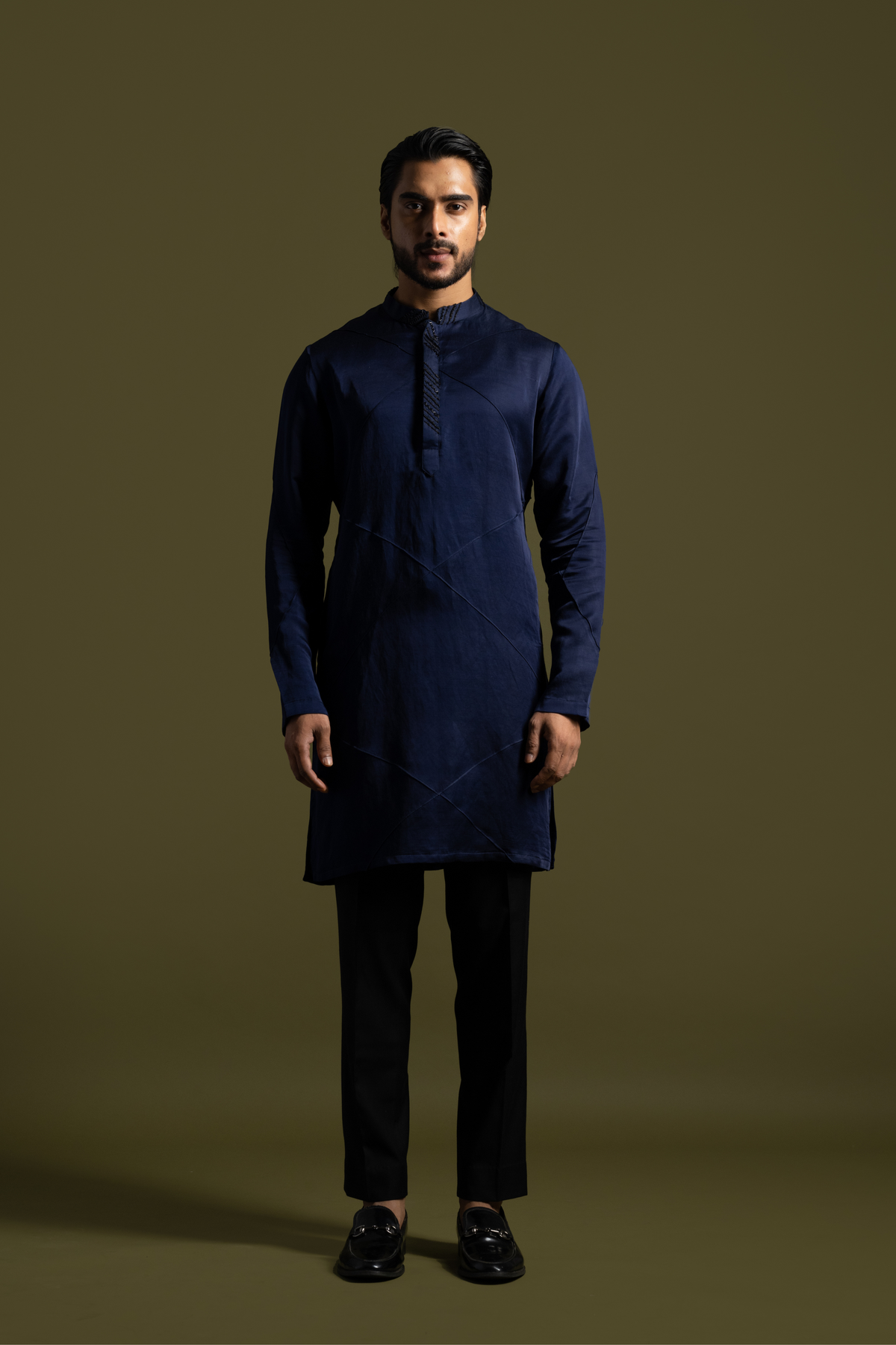 Navy Blue Linenkurta Set