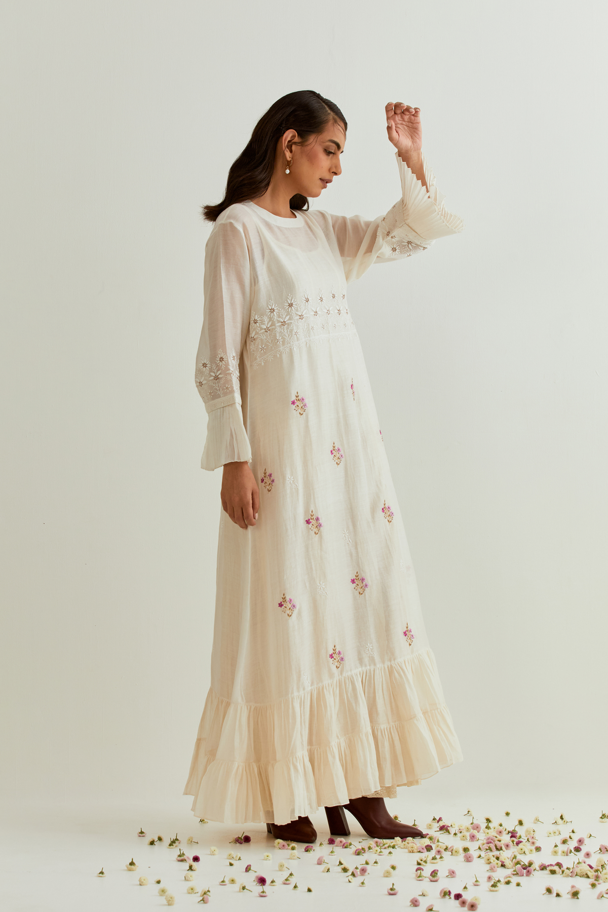 Beige Chanderi Dress