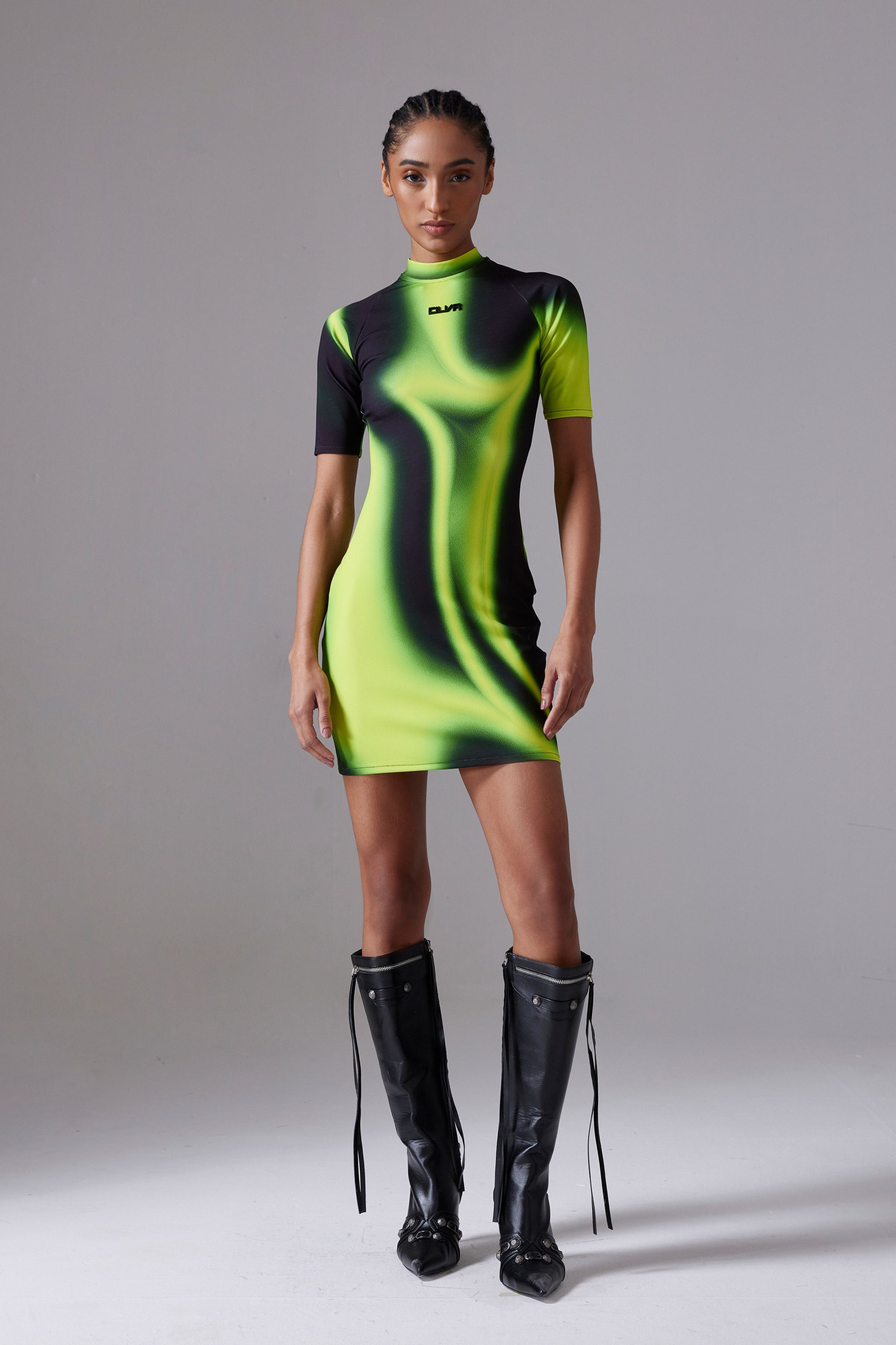 Acid Green Gradient Print Mini Dress XL Acid Green Gradient Print Mini Dress XL