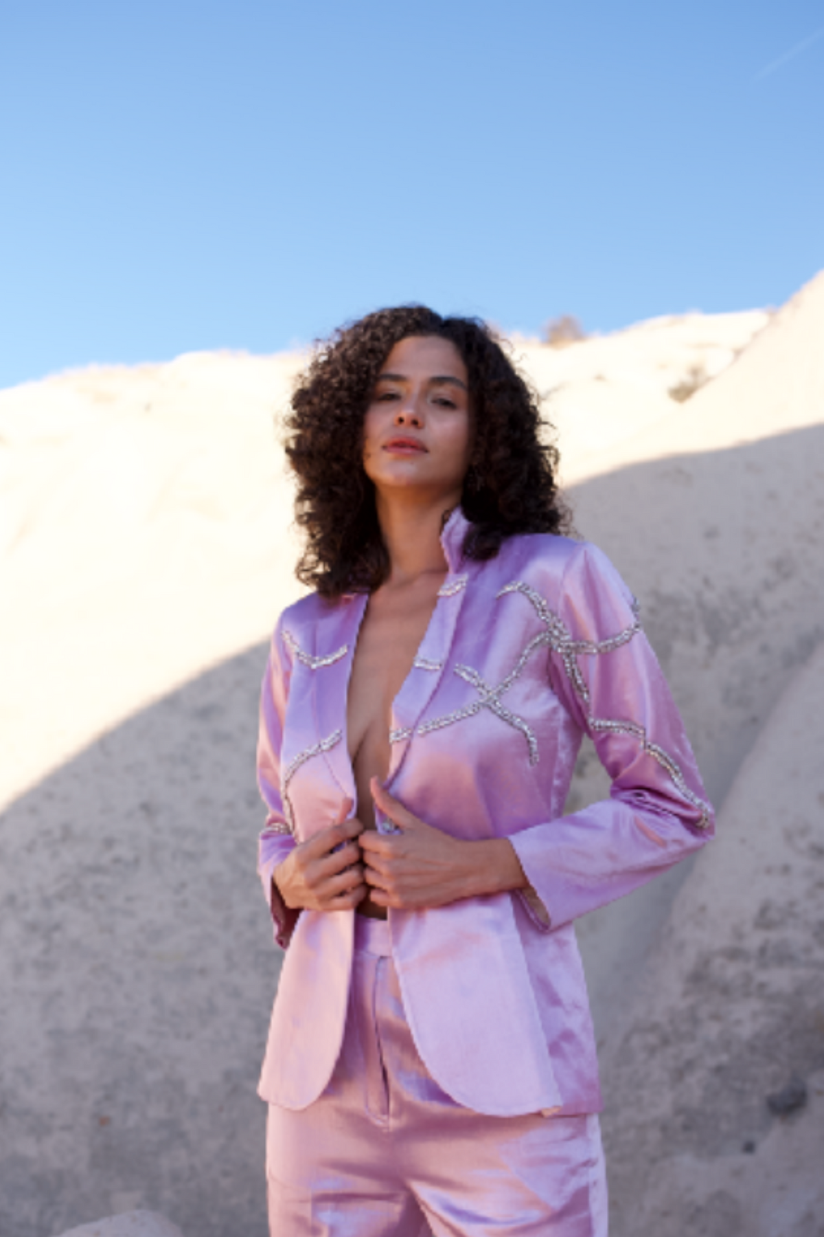 Hand-embroidered Blazer With Pants