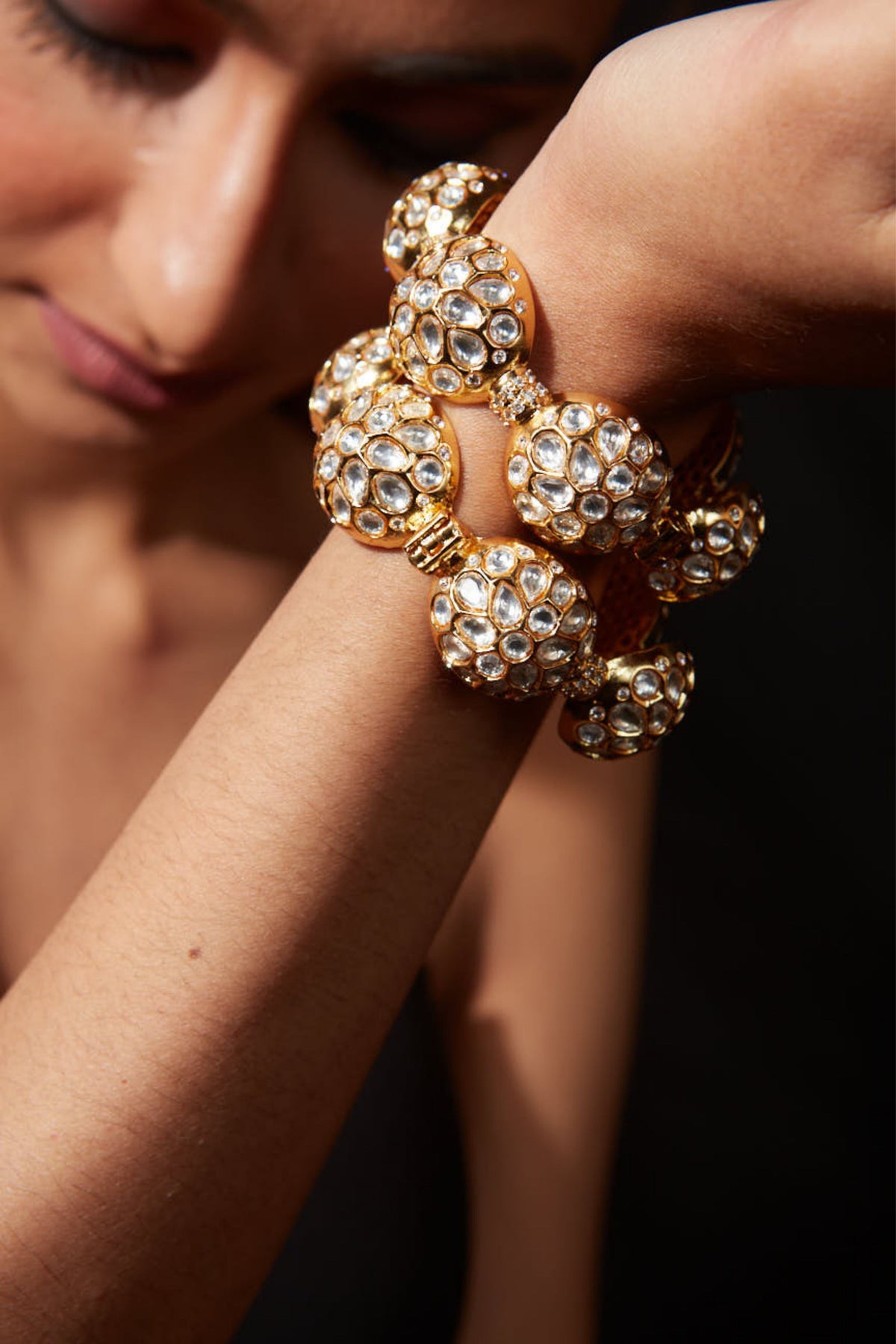 Gold Plated Kundan Polki Bangles