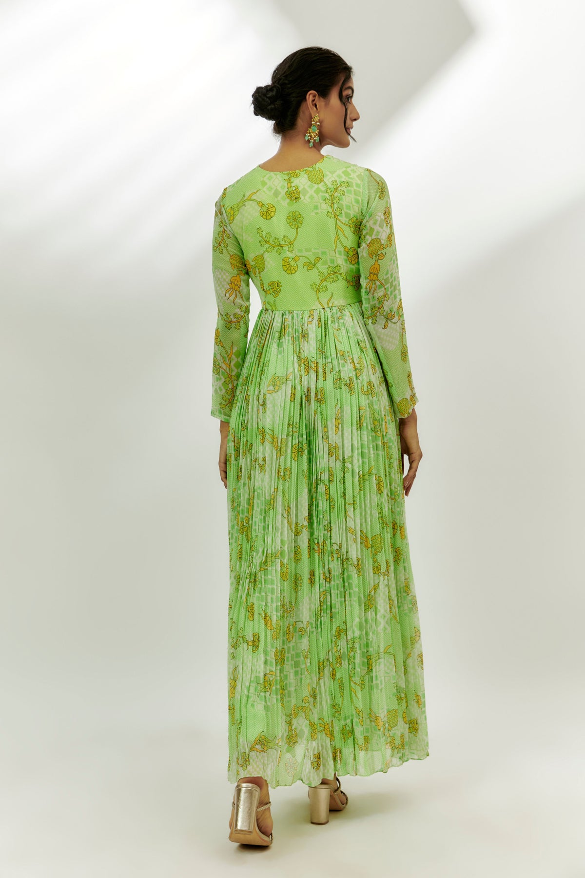 Lime Green Embroidered Anarkali Set