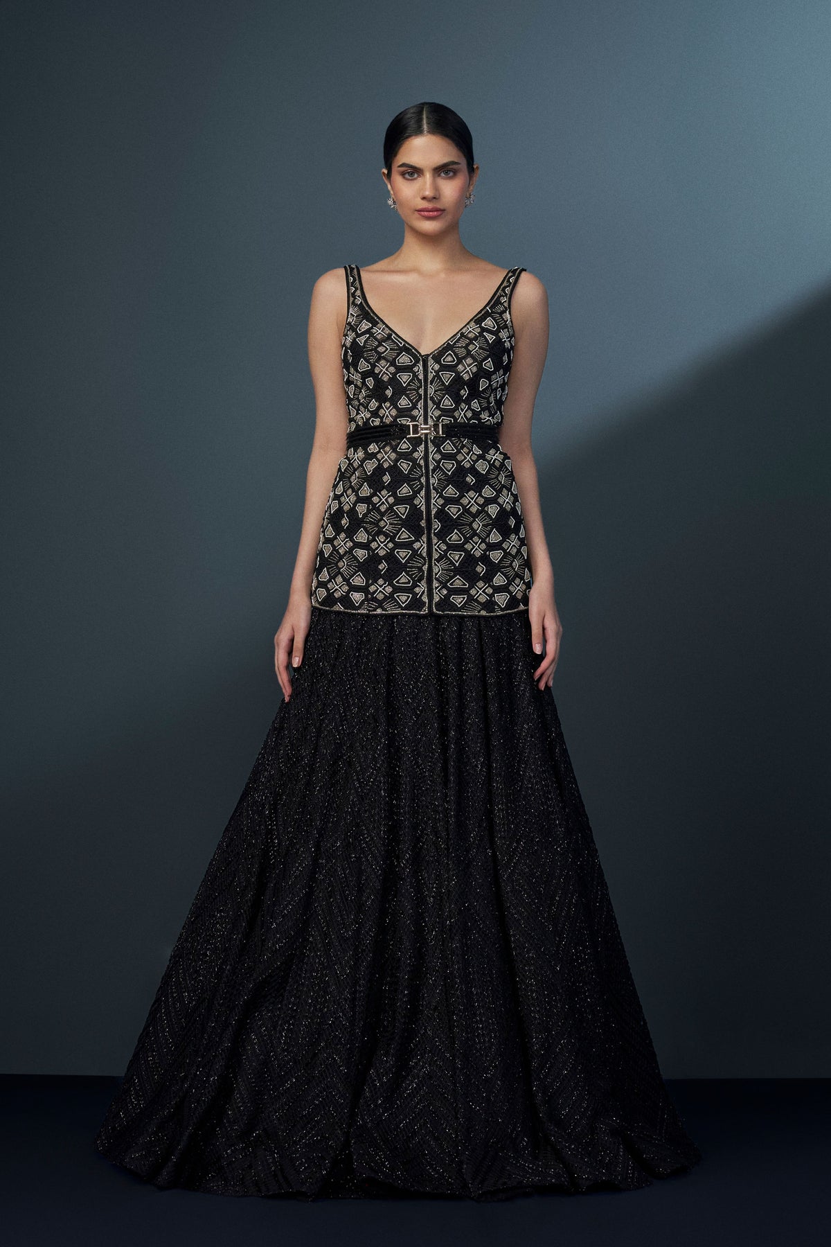 Vespera Black &amp; Gold Lehenga Set
