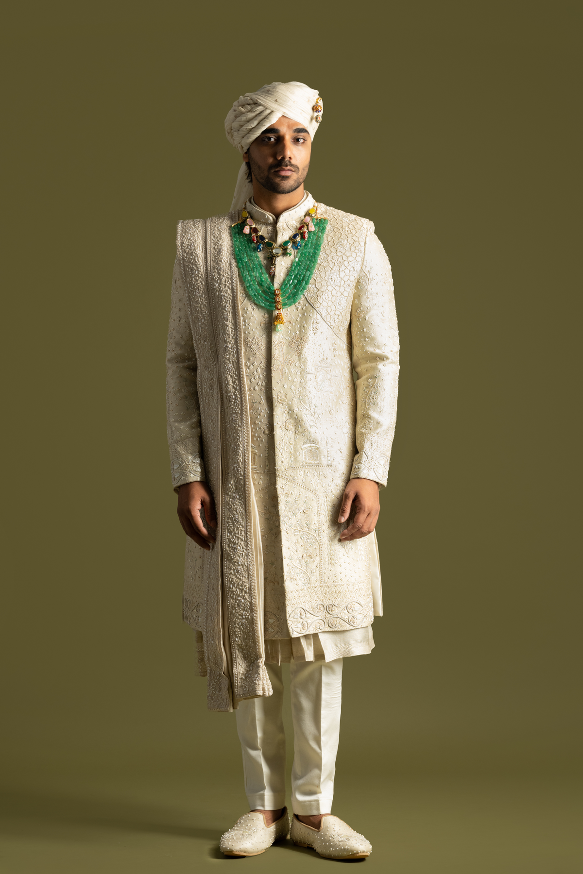 Beige Sherwani Set