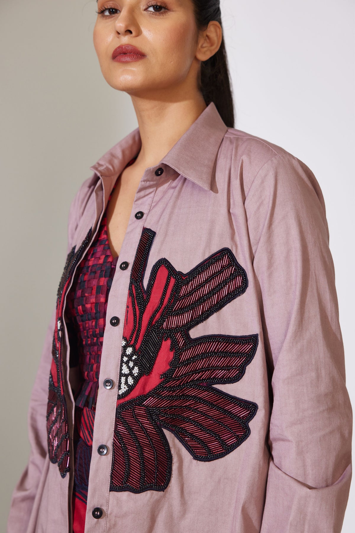 Peach Plain Patch Shirt