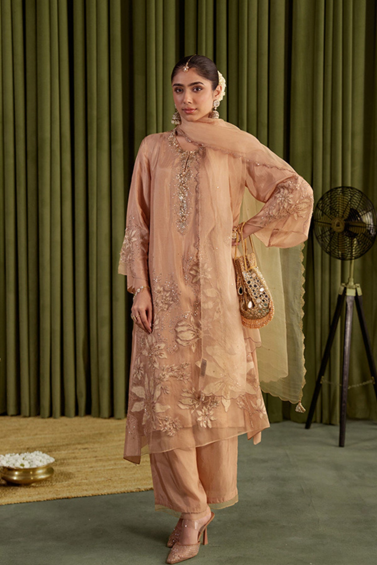 Golden Beige Magnolia Kurta Set