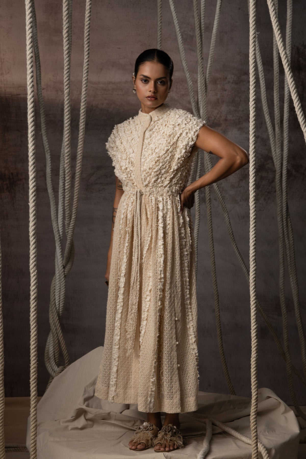 Ivory Ruched  Dress