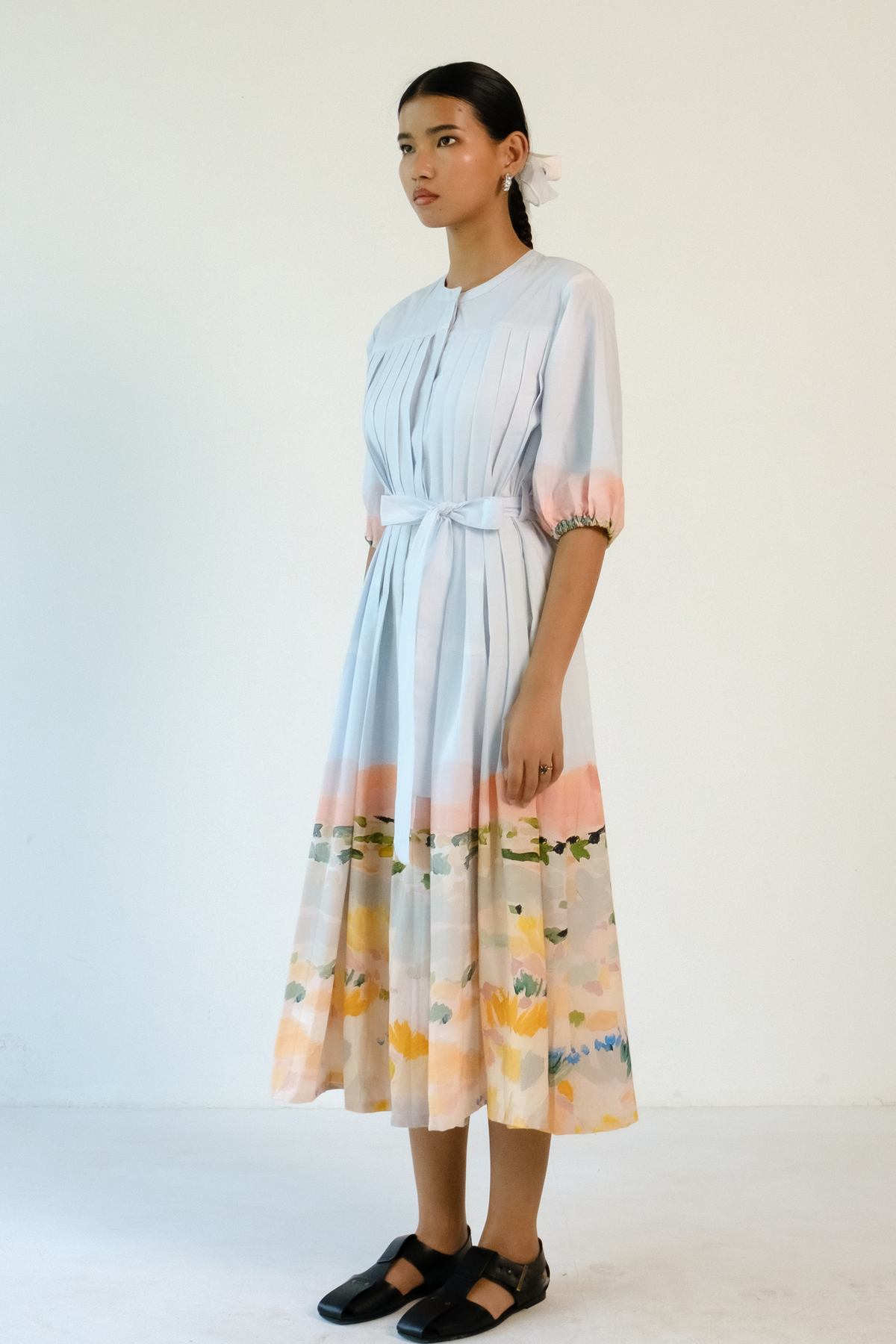 Abstract Printed Belt Dress