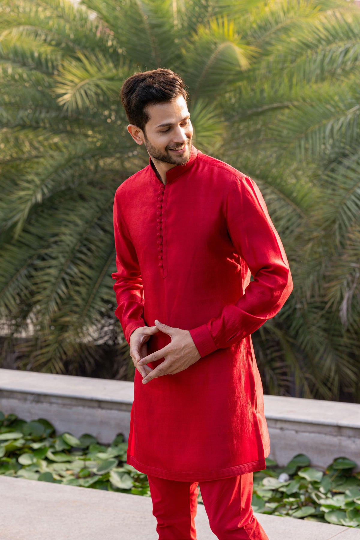 Red Embroidered Bandi Set