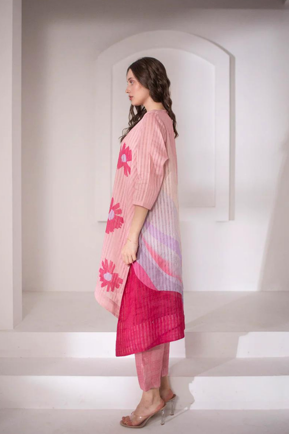 Pink Floral Print Tunics Set