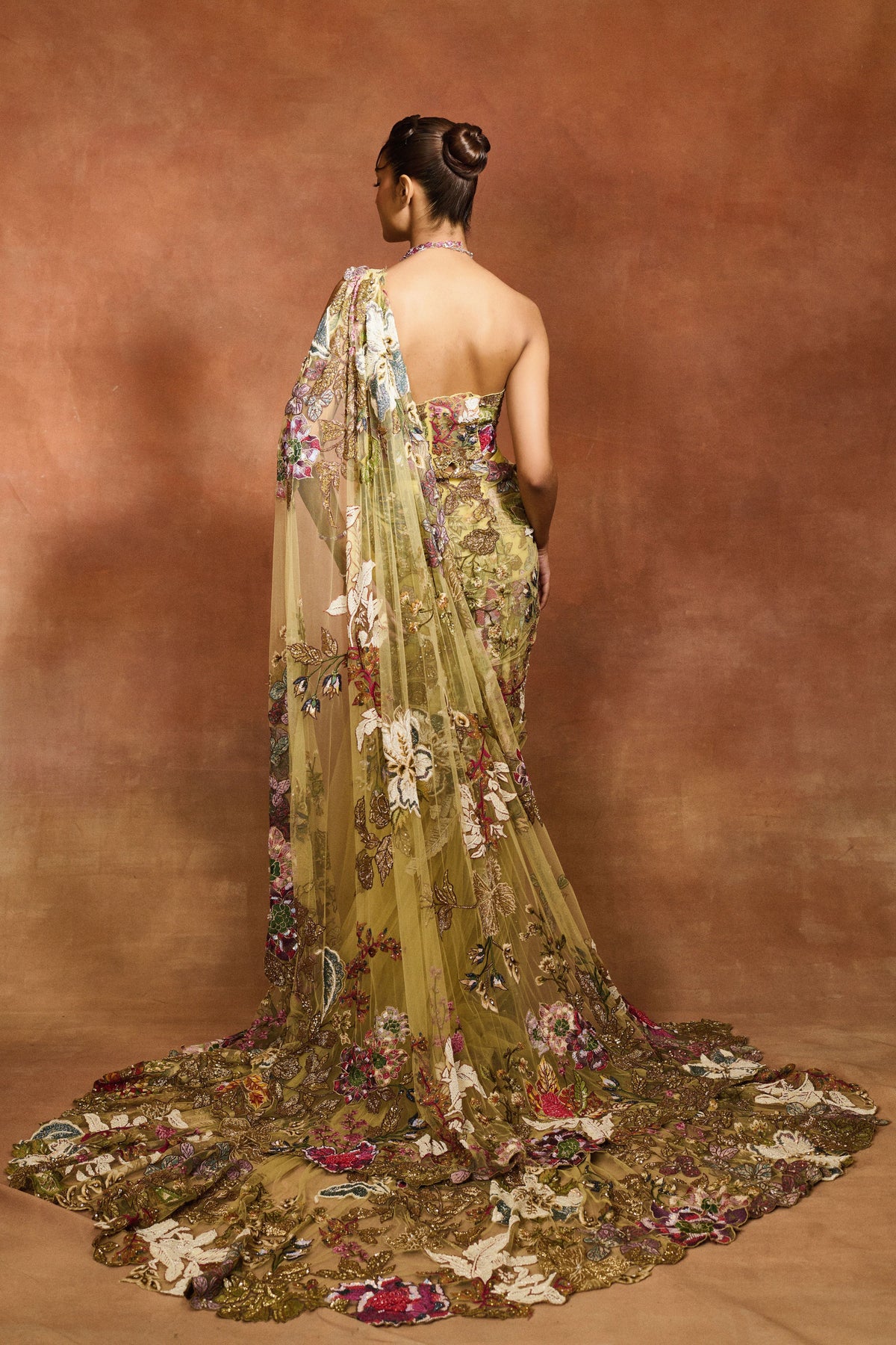 Ethereal Bloom Yellow Trail Saree