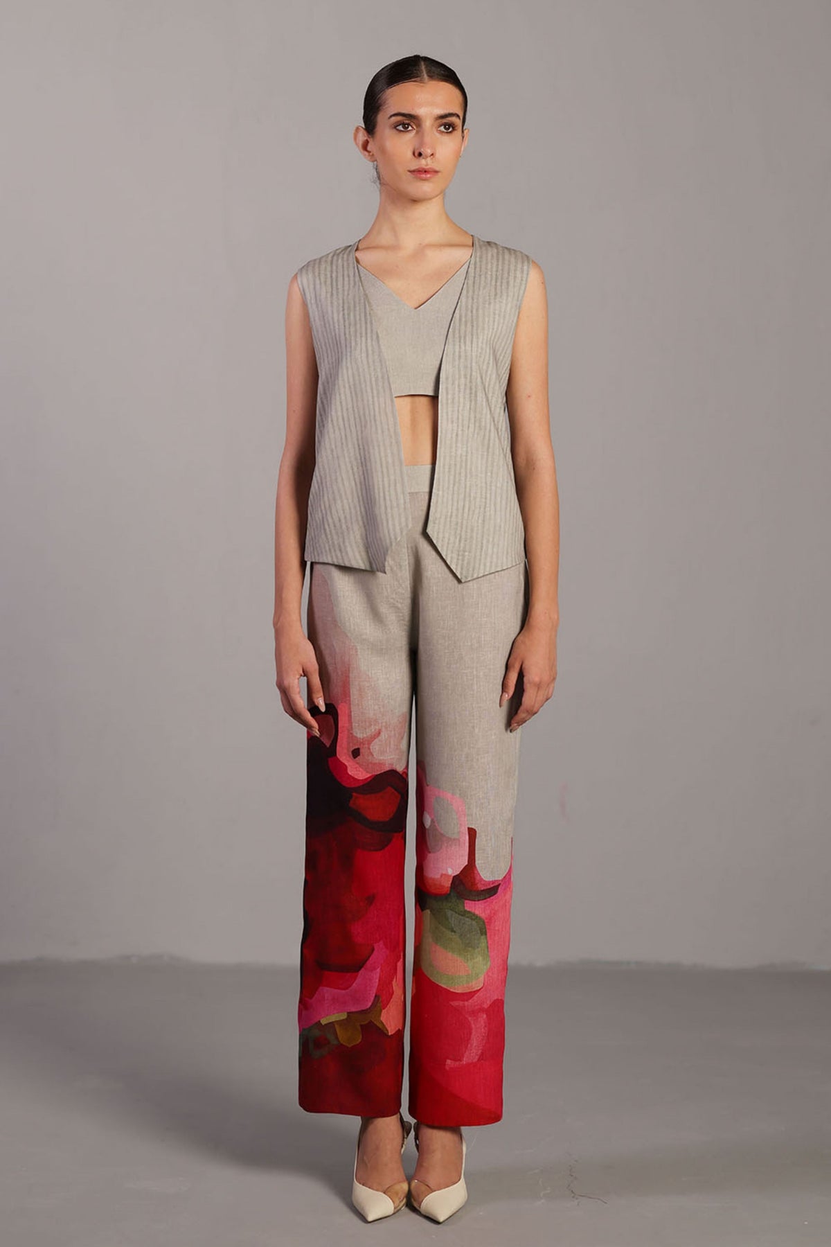 Diffuse Crimson Red and Grey Top