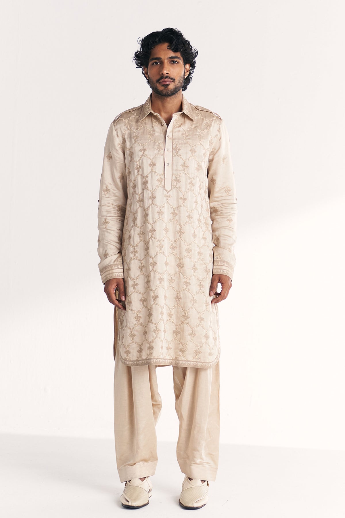 Athar Ivory Pathani Kurta Set