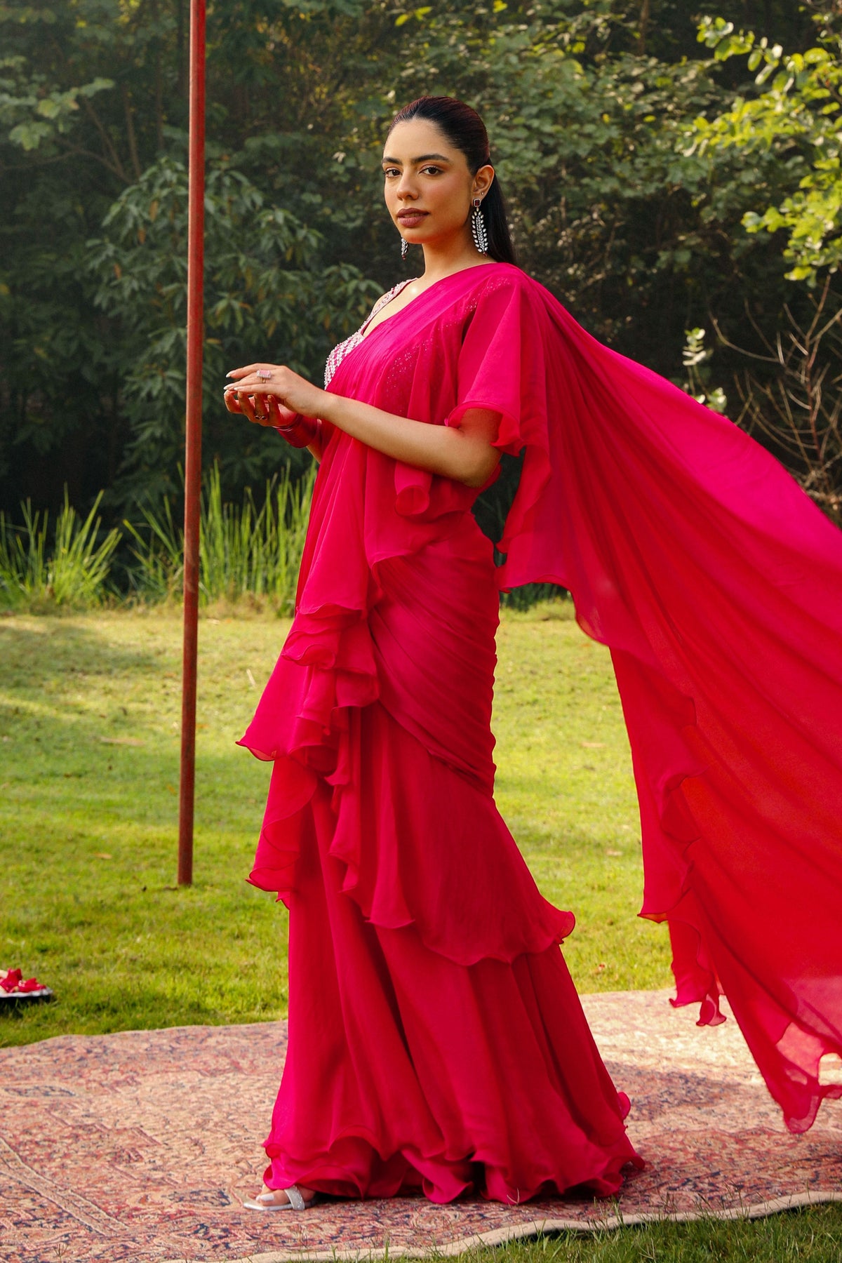 Rani Pink Drape Saree