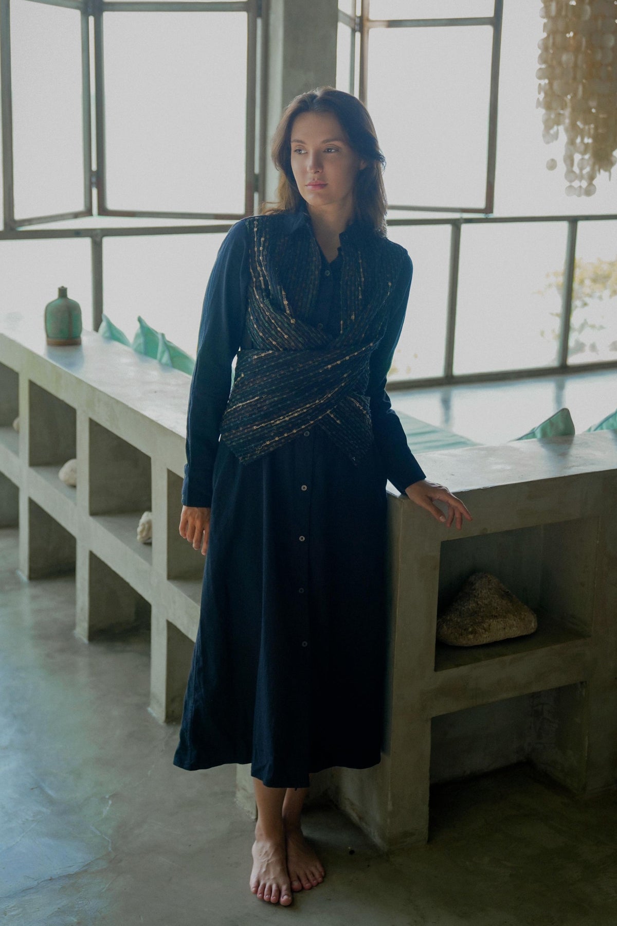 Seattle  Black Green Wrap Dress
