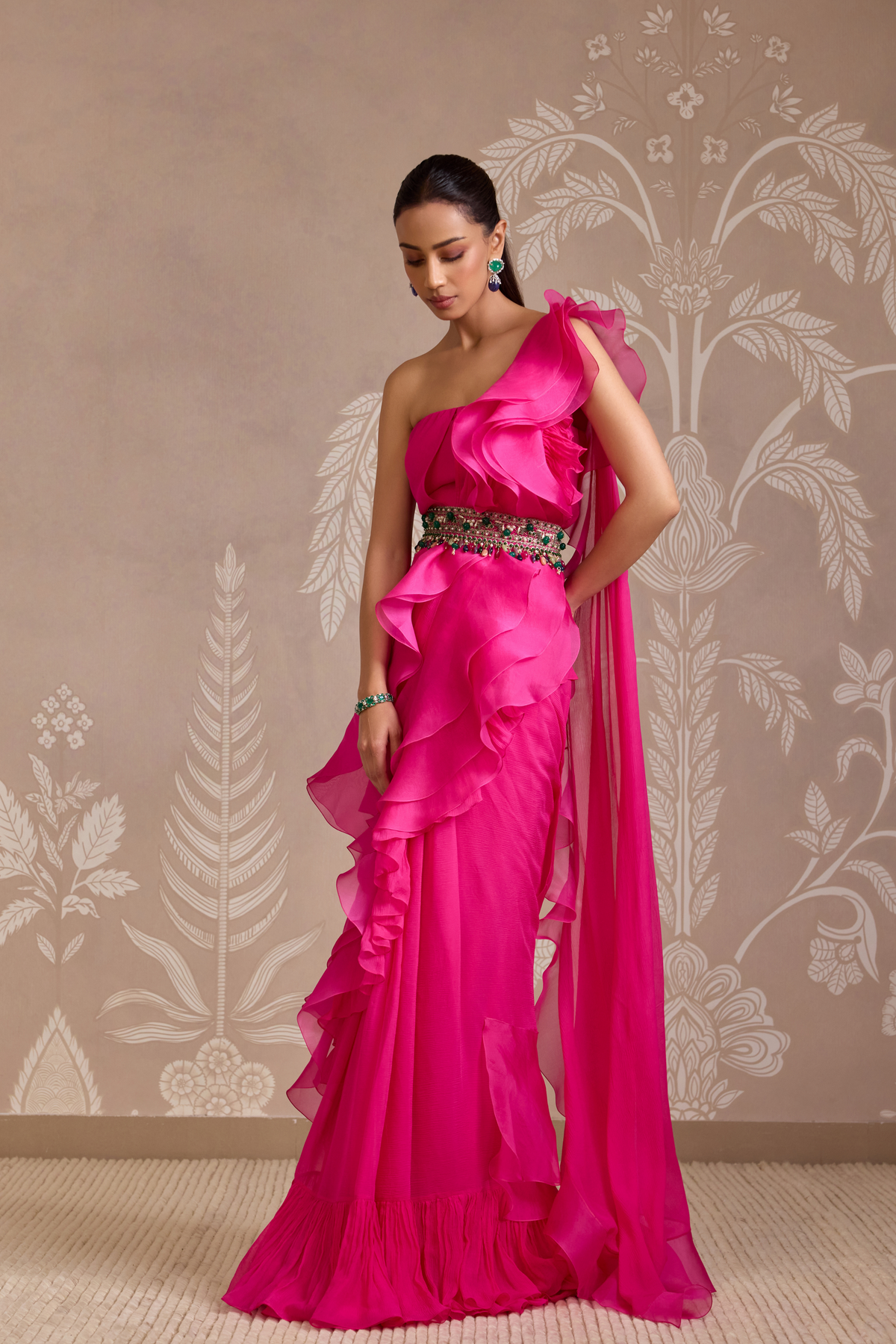 Bright Fucshia Drape Gown